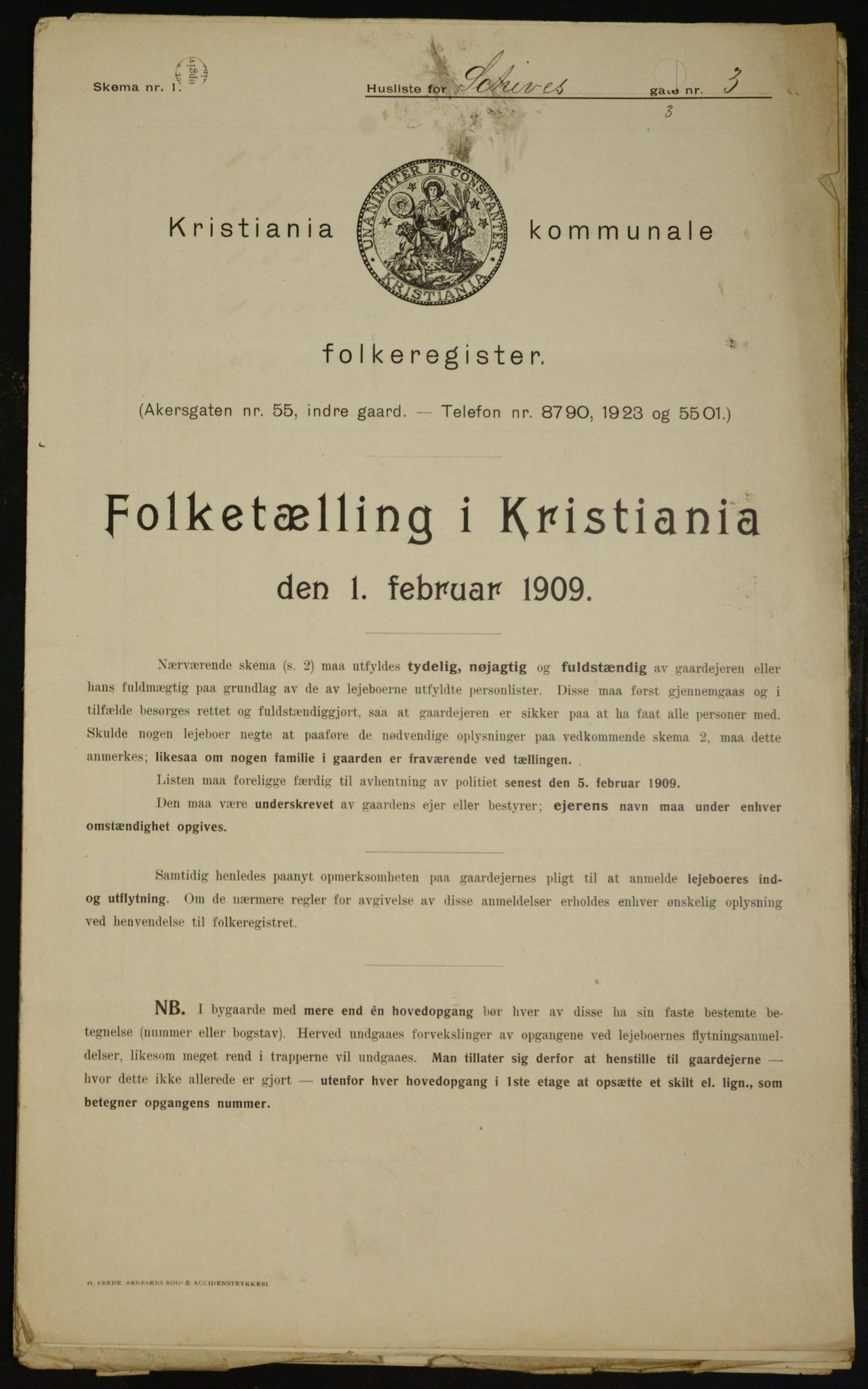 OBA, Kommunal folketelling 1.2.1909 for Kristiania kjøpstad, 1909, s. 81419