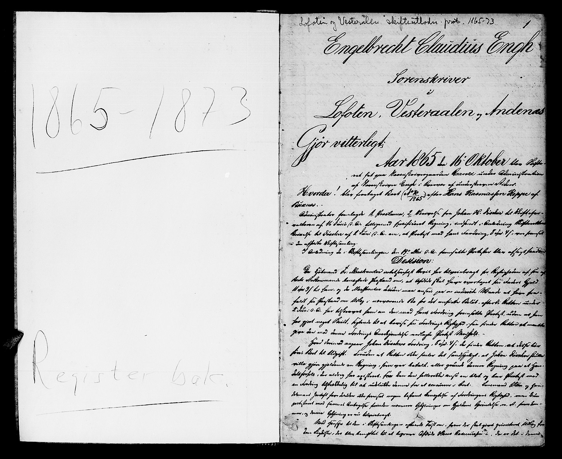 Vesterålen sorenskriveri, AV/SAT-A-4180/1/3/3A/L0019: Skifteslutningsprotokoll, 1865-1873, s. 1