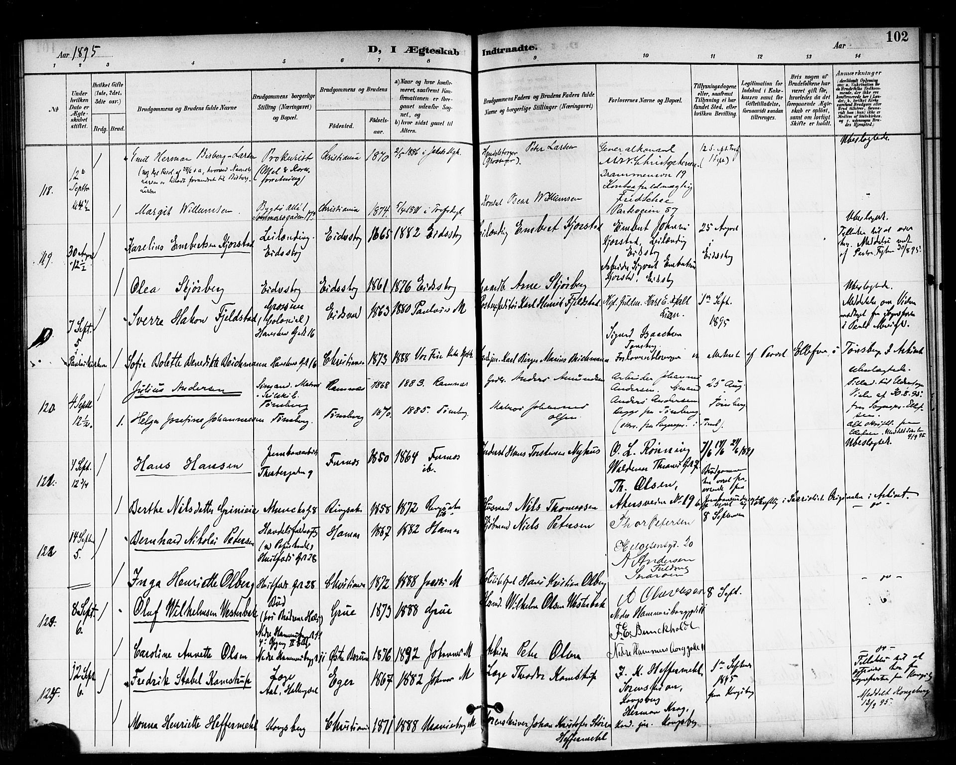 Trefoldighet prestekontor Kirkebøker, AV/SAO-A-10882/F/Fc/L0004: Ministerialbok nr. III 4, 1891-1900, s. 102