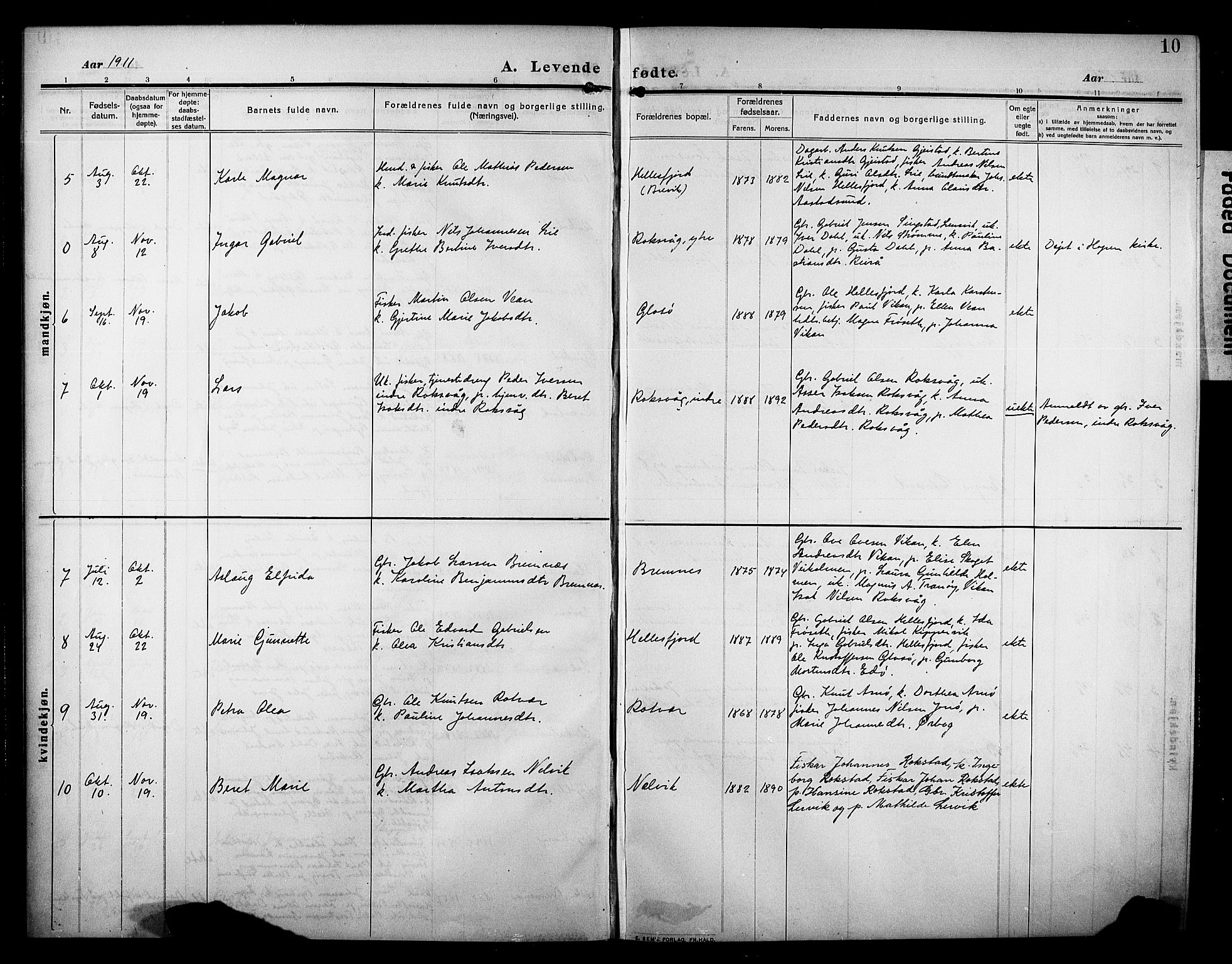 Ministerialprotokoller, klokkerbøker og fødselsregistre - Møre og Romsdal, SAT/A-1454/581/L0943: Klokkerbok nr. 581C01, 1909-1931, s. 10