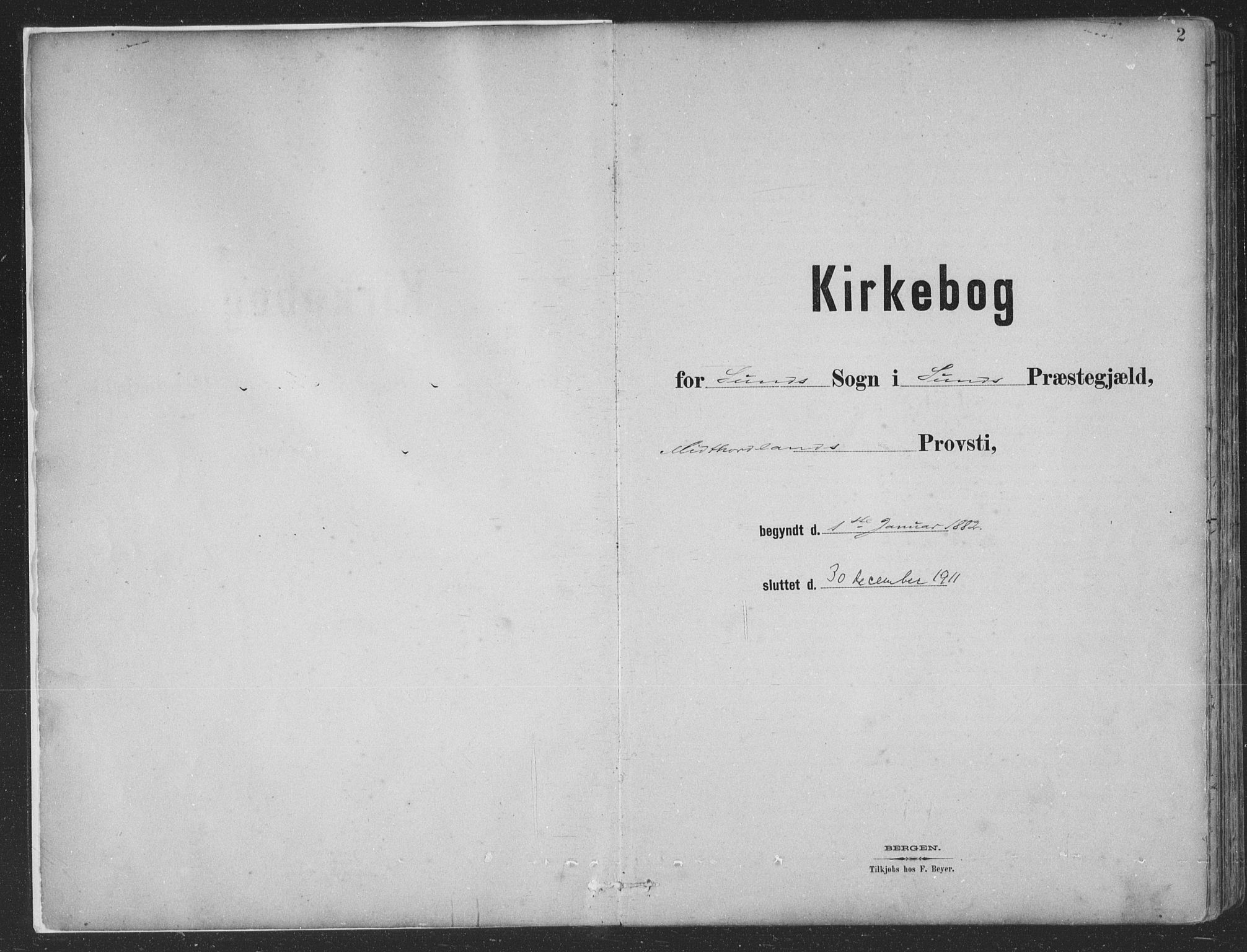 Sund sokneprestembete, AV/SAB-A-99930: Klokkerbok nr. B 3, 1882-1911, s. 2