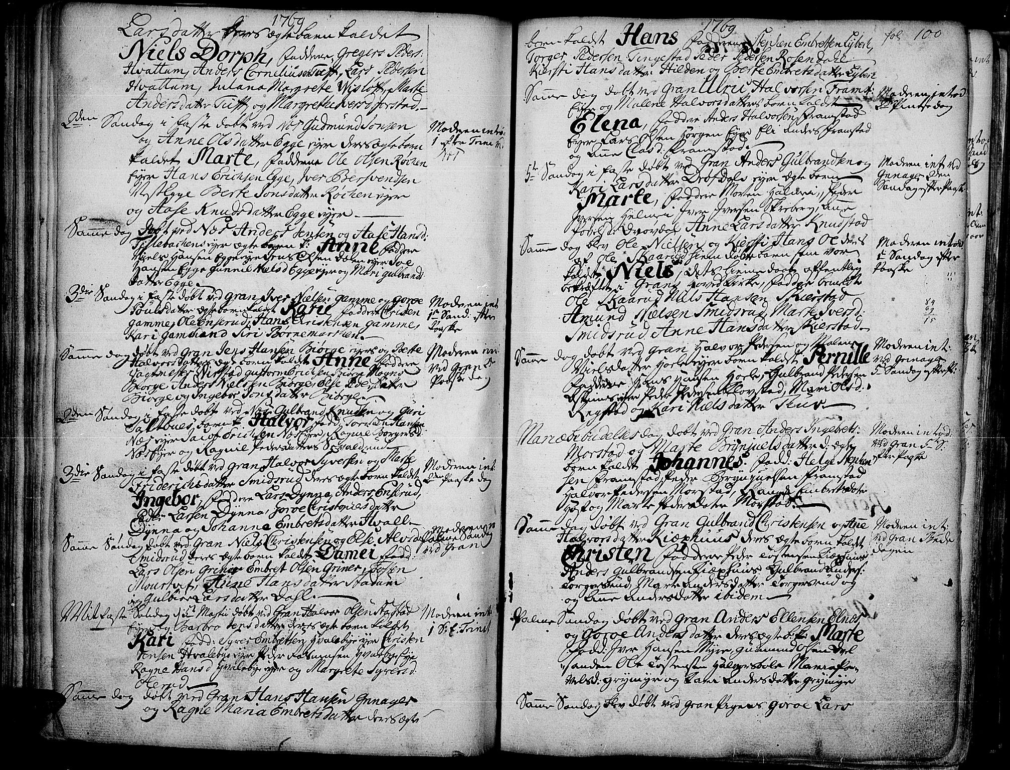 Gran prestekontor, AV/SAH-PREST-112/H/Ha/Haa/L0004: Ministerialbok nr. 4, 1759-1775, s. 100