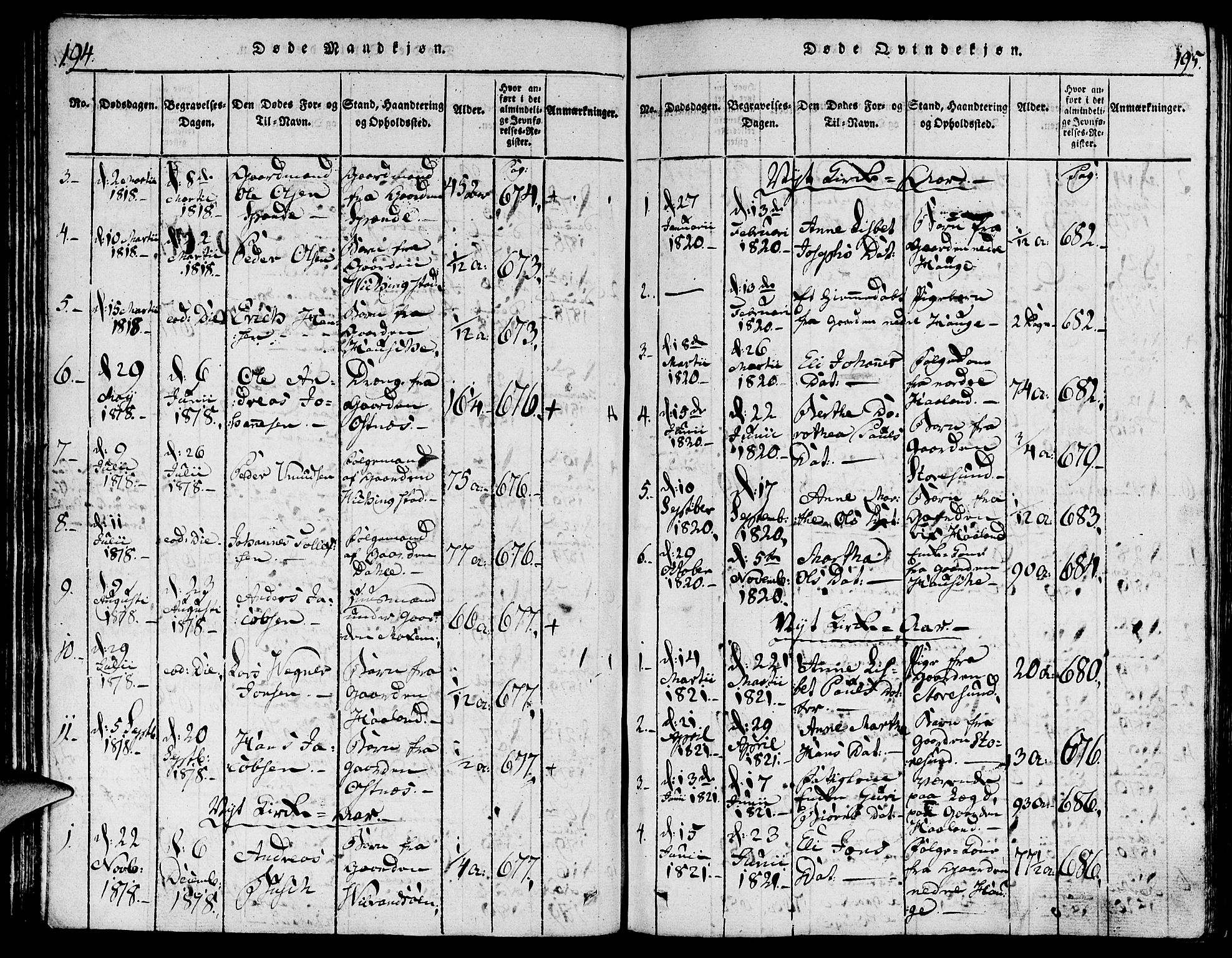 Torvastad sokneprestkontor, AV/SAST-A -101857/H/Ha/Haa/L0004: Ministerialbok nr. A 3 /1, 1817-1836, s. 194-195