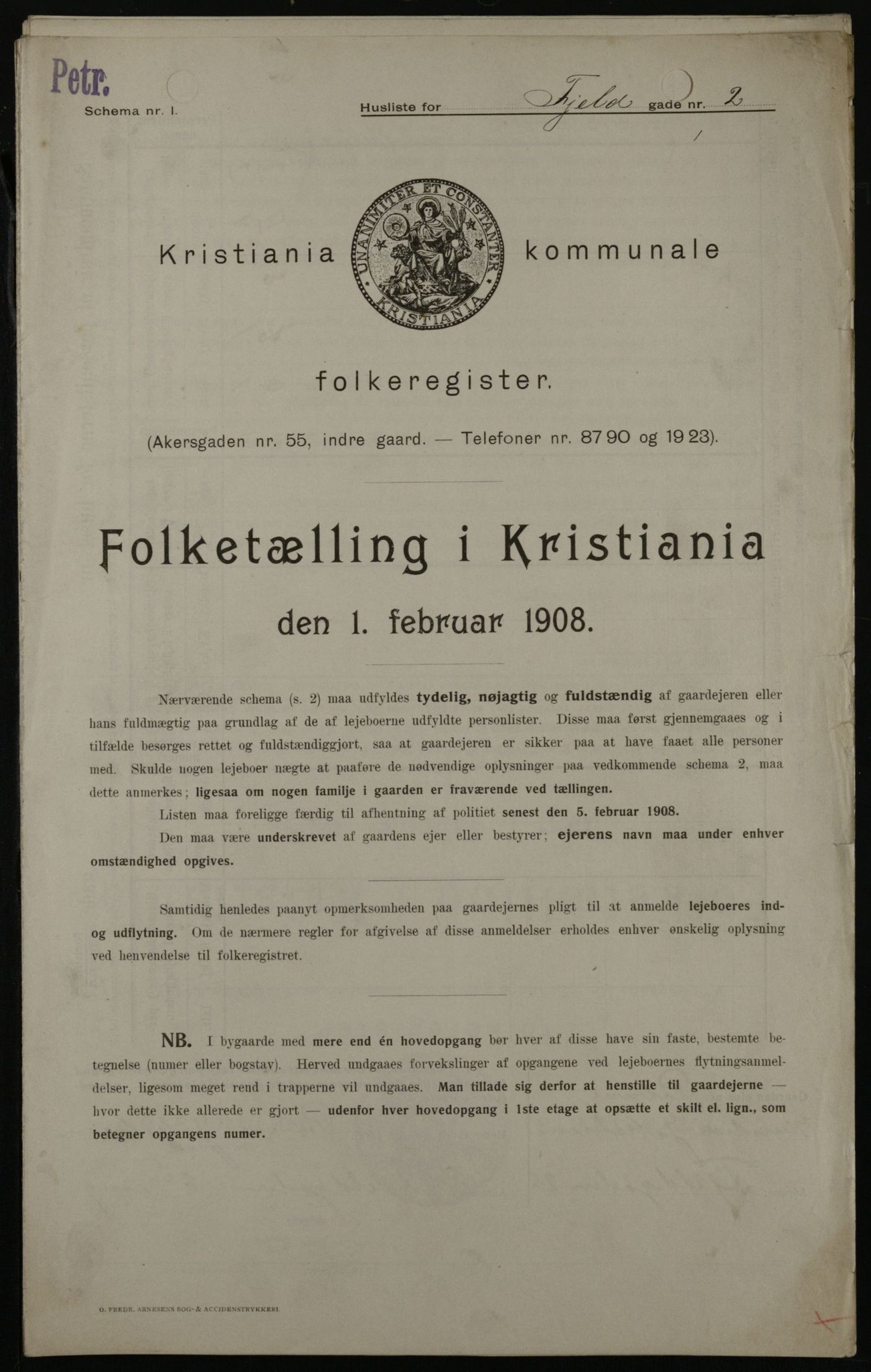 OBA, Kommunal folketelling 1.2.1908 for Kristiania kjøpstad, 1908, s. 21957