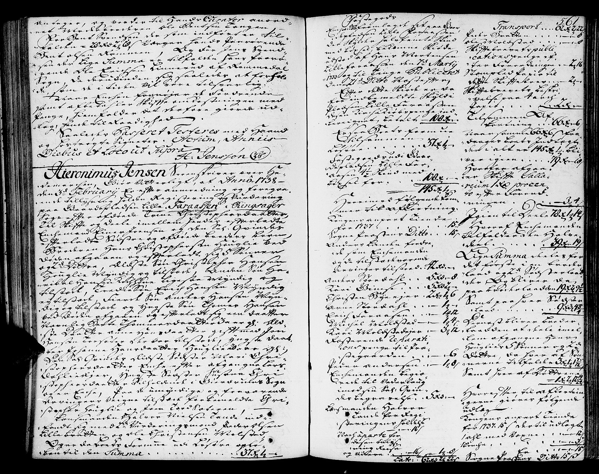 Hedemarken sorenskriveri, SAH/TING-034/J/Ja/L0009: Skifteprotokoll, 1735-1739, s. 560b-561a
