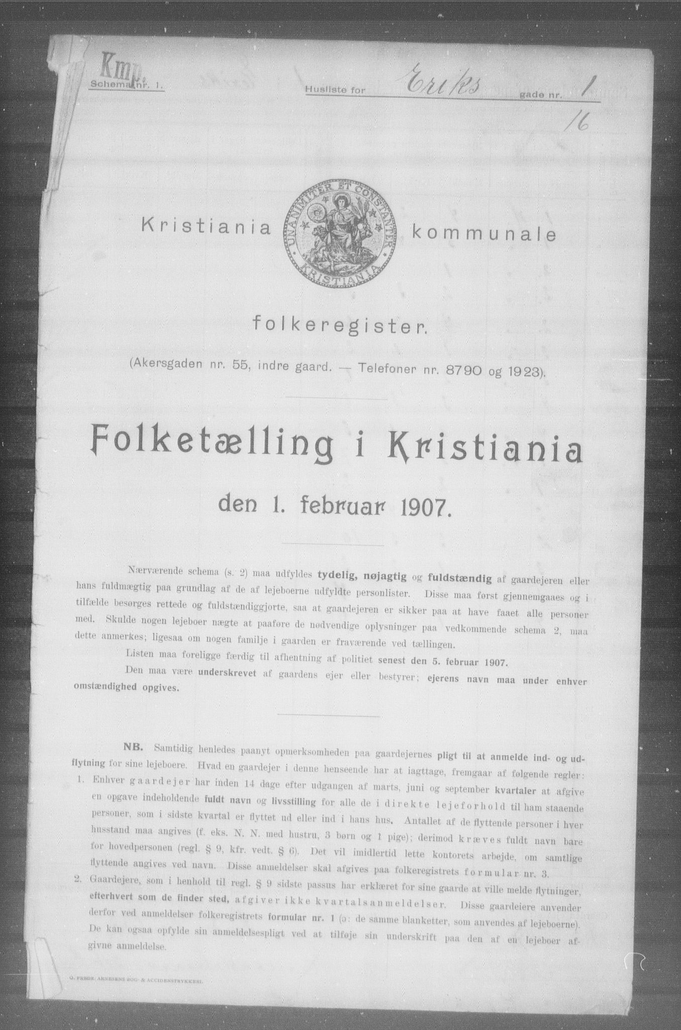 OBA, Kommunal folketelling 1.2.1907 for Kristiania kjøpstad, 1907, s. 9864