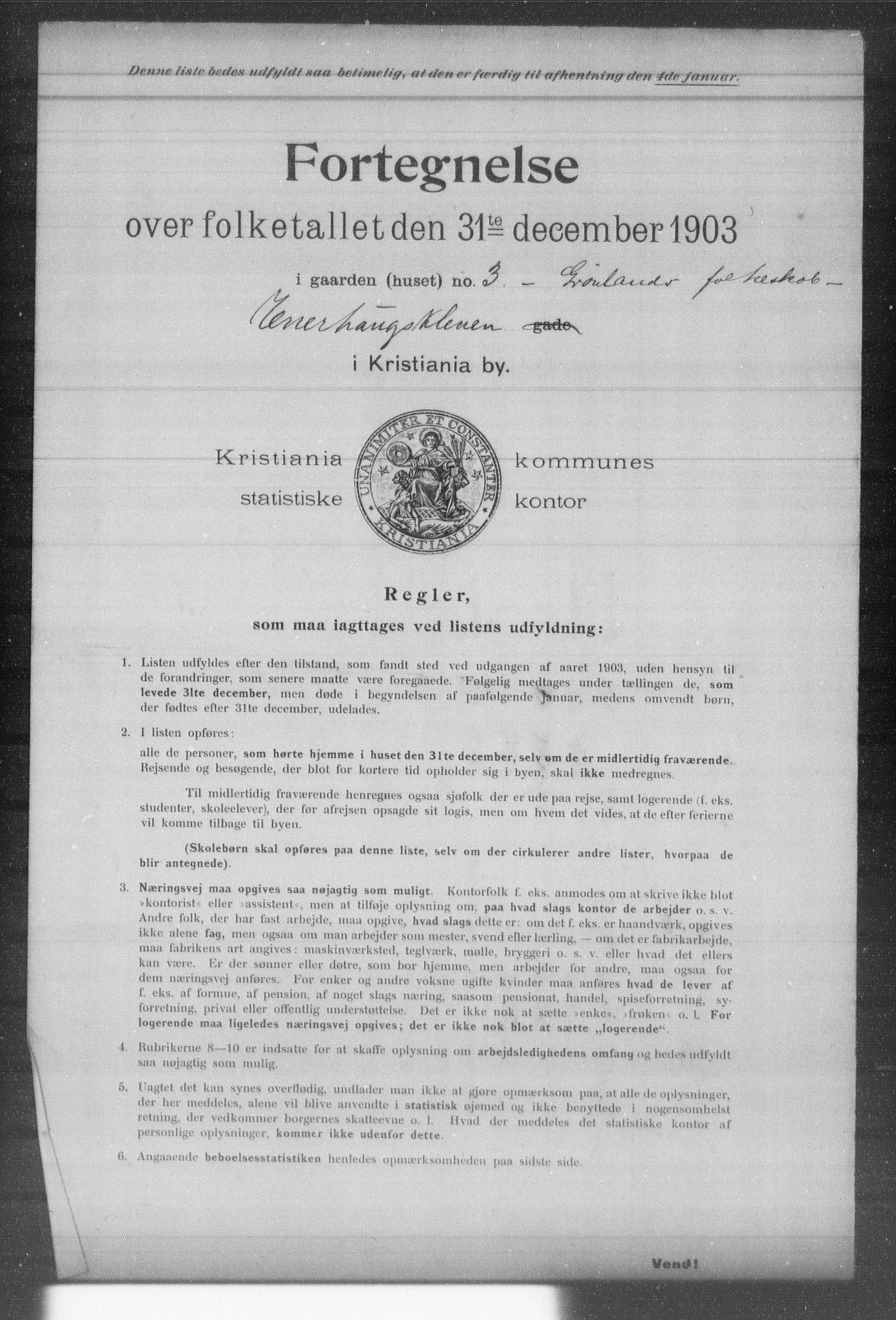 OBA, Kommunal folketelling 31.12.1903 for Kristiania kjøpstad, 1903, s. 4468