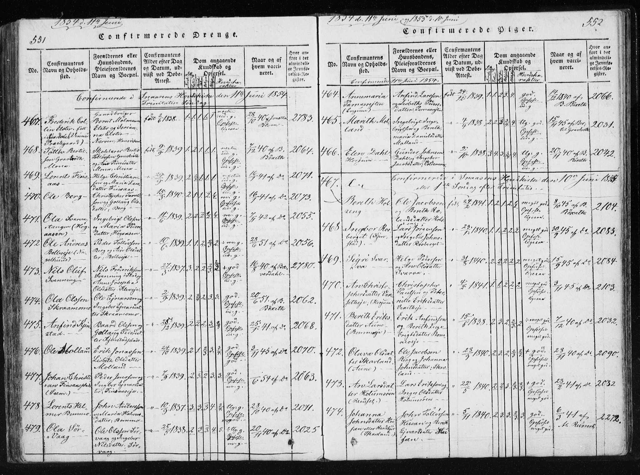 Ministerialprotokoller, klokkerbøker og fødselsregistre - Nord-Trøndelag, SAT/A-1458/749/L0469: Ministerialbok nr. 749A03, 1817-1857, s. 551-552