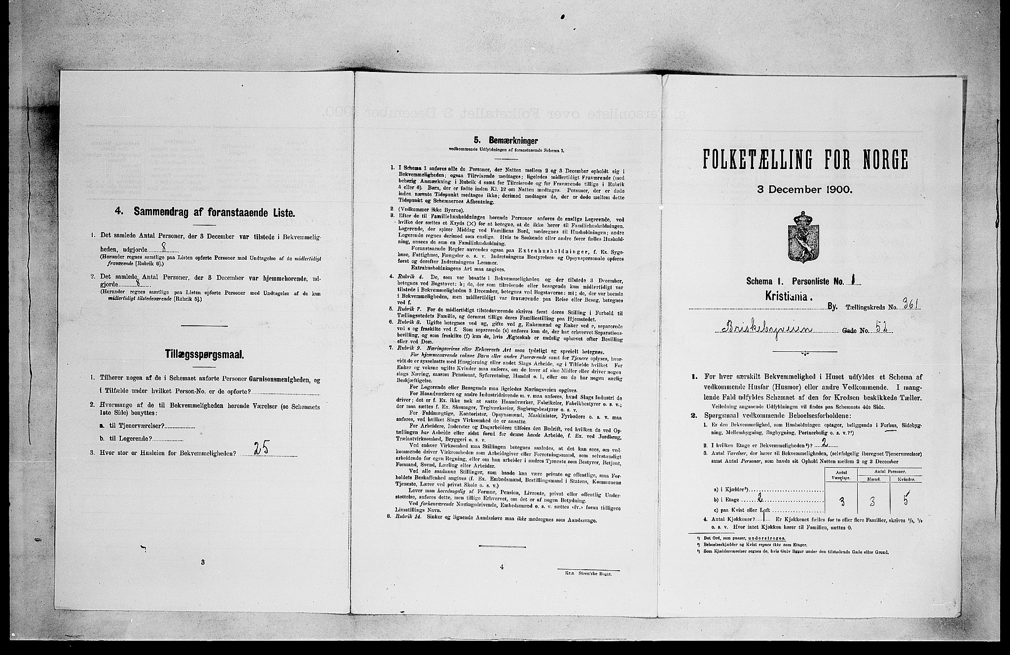 SAO, Folketelling 1900 for 0301 Kristiania kjøpstad, 1900, s. 8692