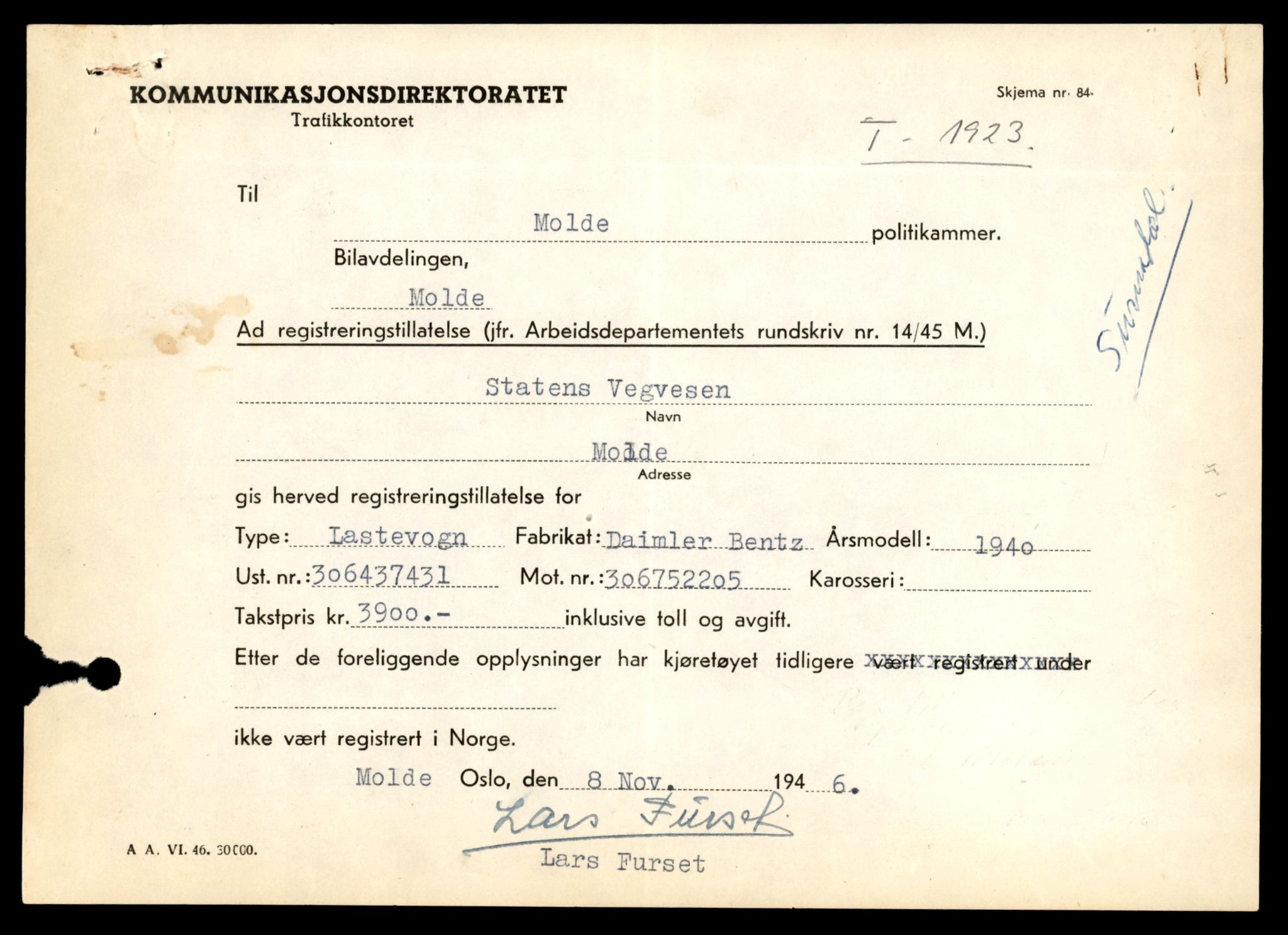 Møre og Romsdal vegkontor - Ålesund trafikkstasjon, AV/SAT-A-4099/F/Fe/L0033: Registreringskort for kjøretøy T 12151 - T 12474, 1927-1998, s. 2921