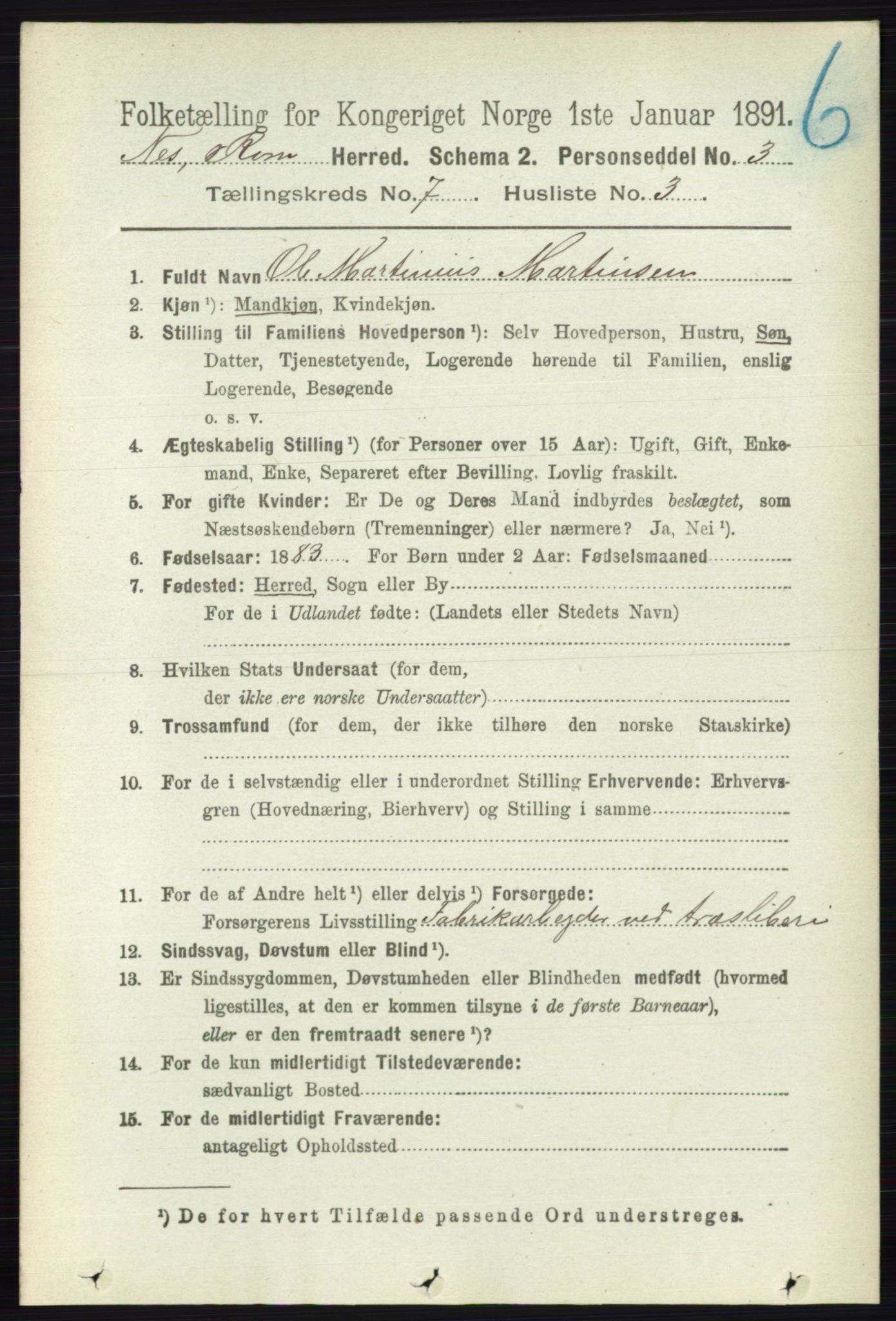 RA, Folketelling 1891 for 0236 Nes herred, 1891, s. 4039