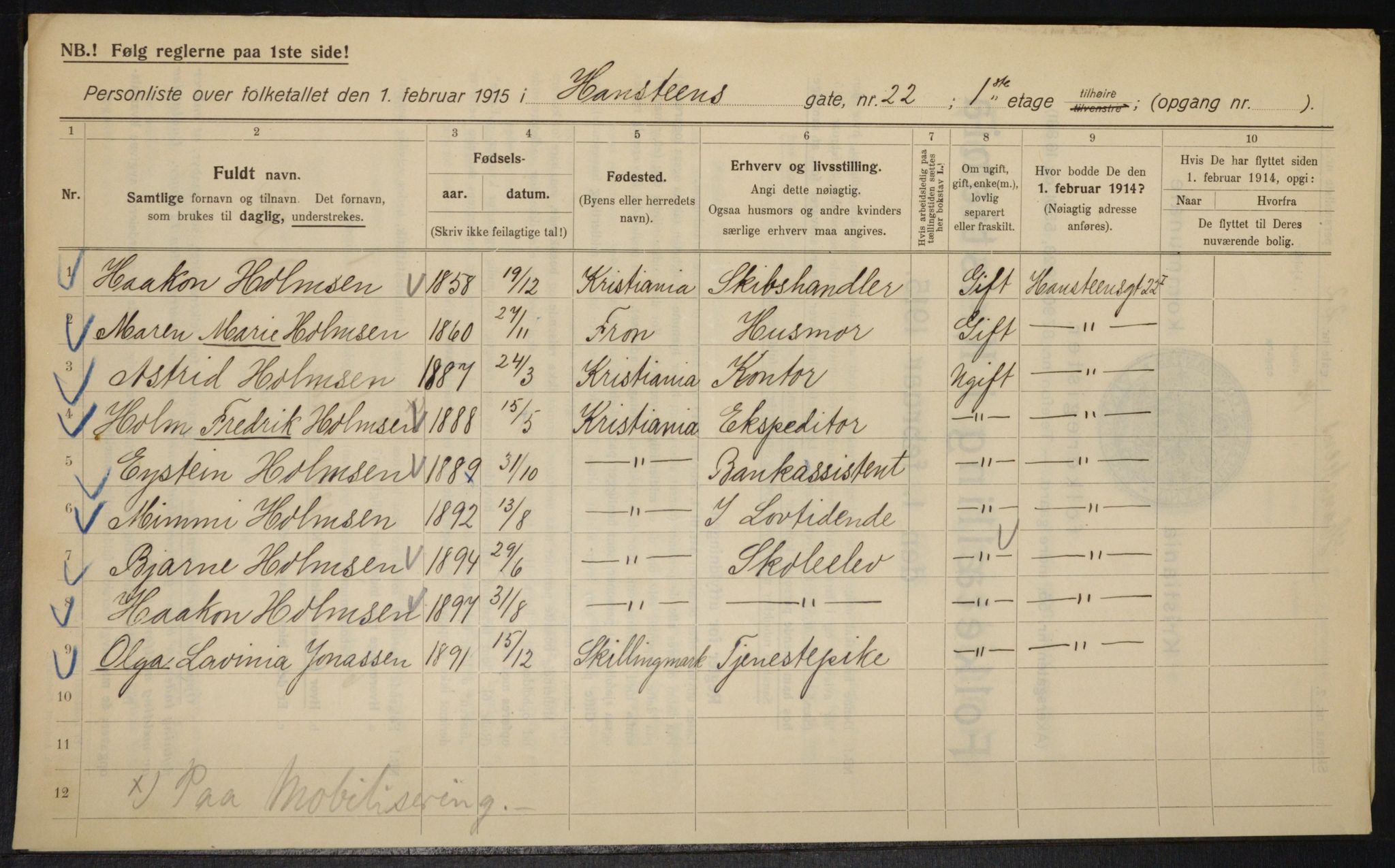 OBA, Kommunal folketelling 1.2.1915 for Kristiania, 1915, s. 34636