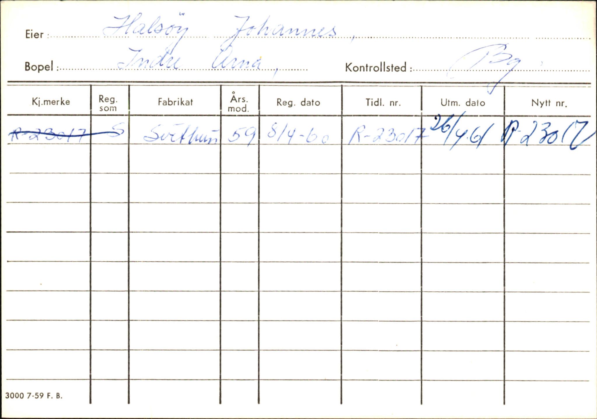 Statens vegvesen, Hordaland vegkontor, SAB/A-5201/2/Ha/L0018: R-eierkort H, 1920-1971, s. 309