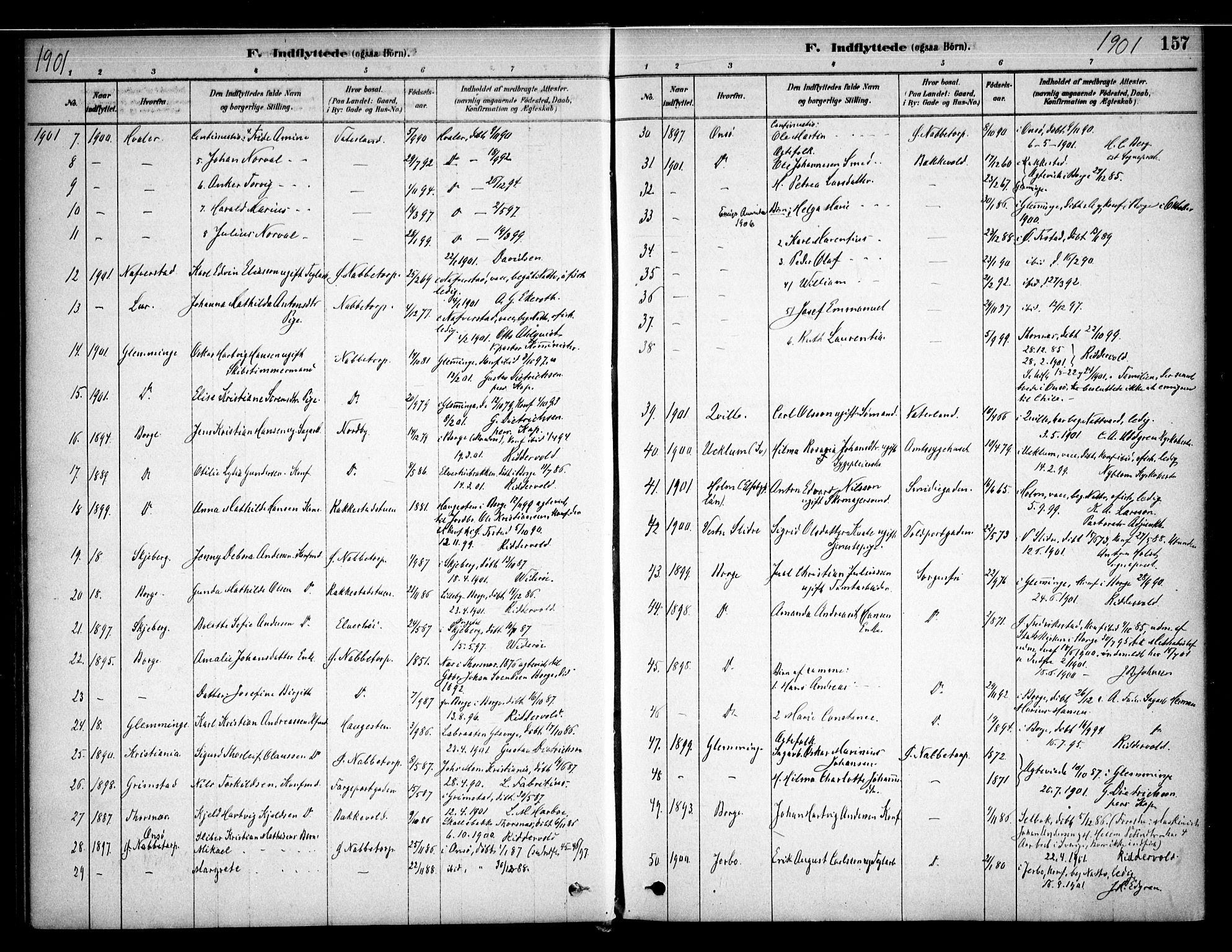 Østre Fredrikstad prestekontor Kirkebøker, AV/SAO-A-10907/F/Fa/L0001: Ministerialbok nr. 1, 1878-1982, s. 157