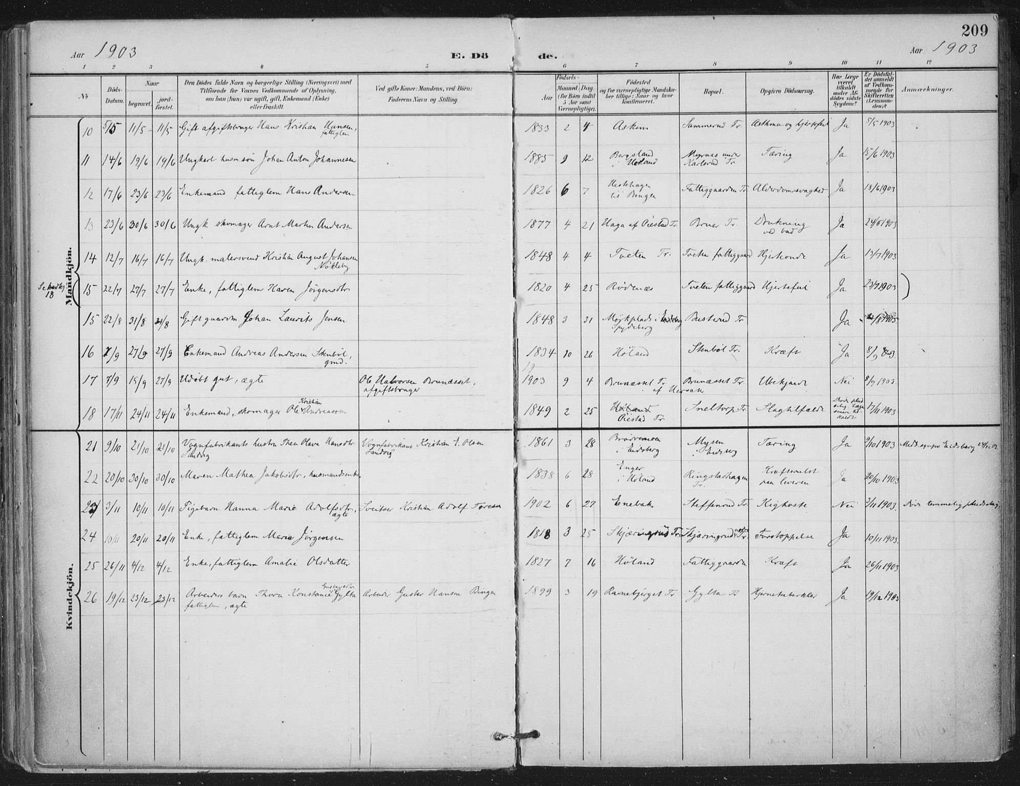 Trøgstad prestekontor Kirkebøker, AV/SAO-A-10925/F/Fa/L0011: Ministerialbok nr. I 11, 1899-1919, s. 209