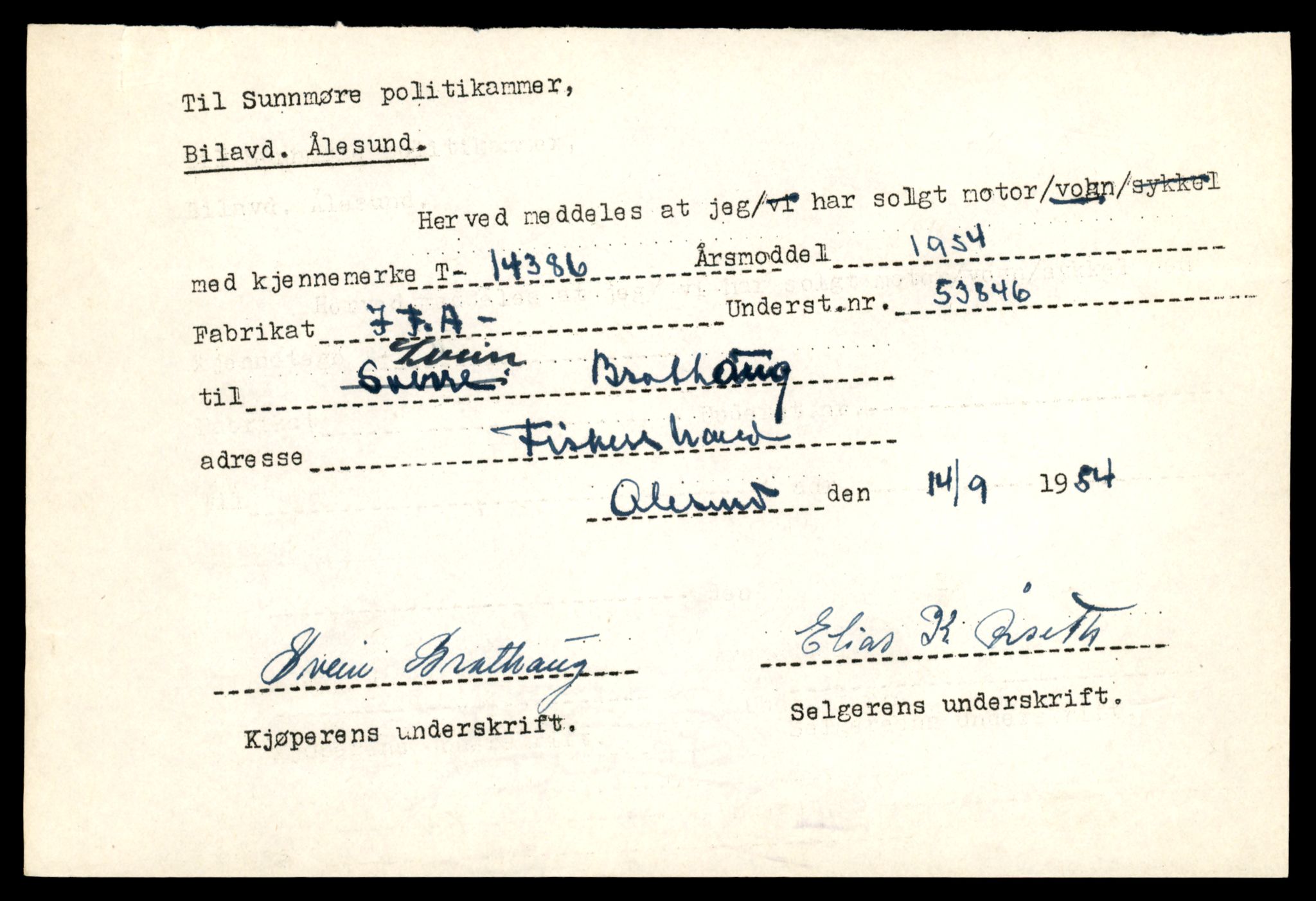 Møre og Romsdal vegkontor - Ålesund trafikkstasjon, AV/SAT-A-4099/F/Fe/L0045: Registreringskort for kjøretøy T 14320 - T 14444, 1927-1998, s. 1689