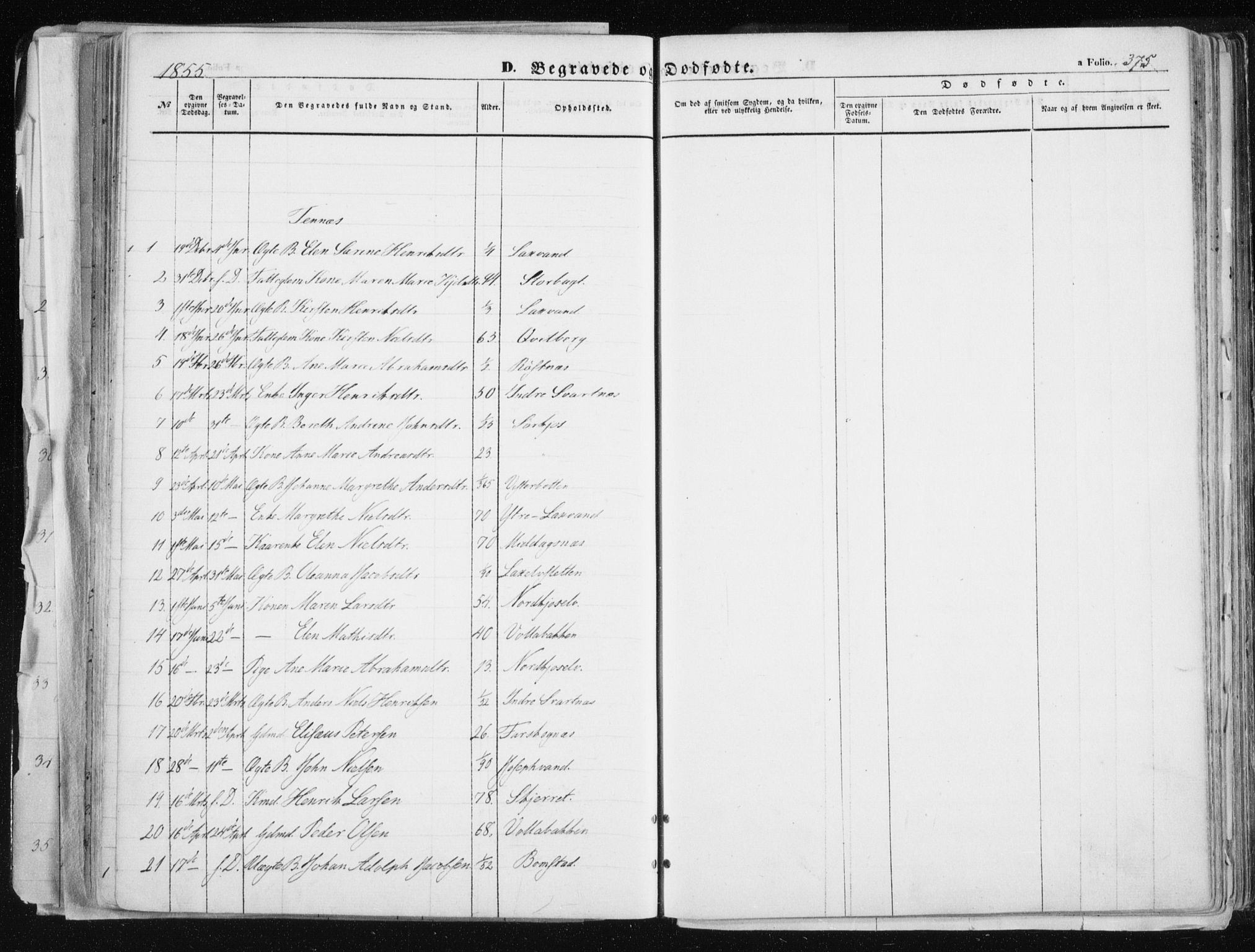 Tromsø sokneprestkontor/stiftsprosti/domprosti, AV/SATØ-S-1343/G/Ga/L0010kirke: Ministerialbok nr. 10, 1848-1855, s. 375