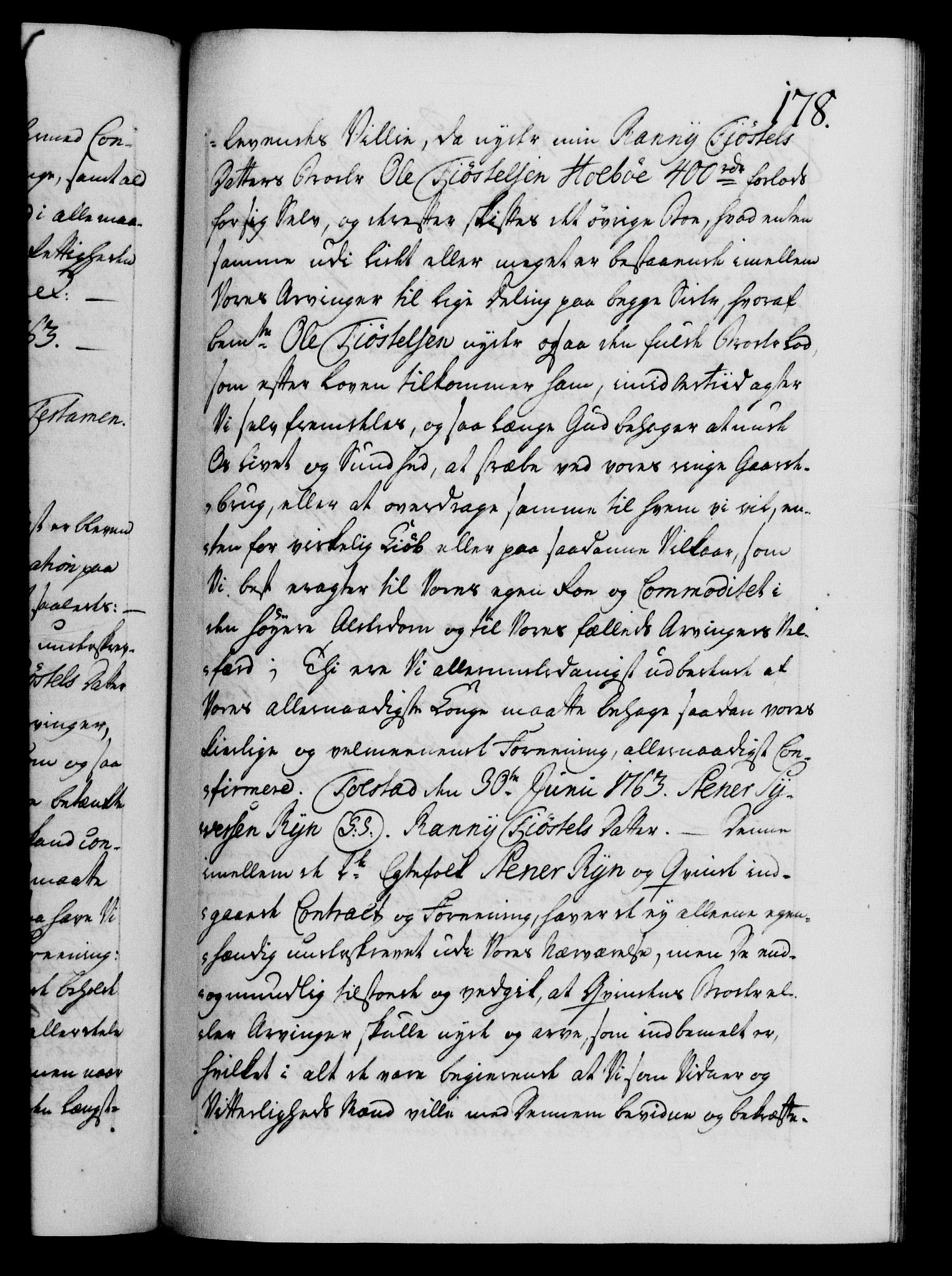 Danske Kanselli 1572-1799, AV/RA-EA-3023/F/Fc/Fca/Fcaa/L0042: Norske registre, 1763-1766, s. 178a