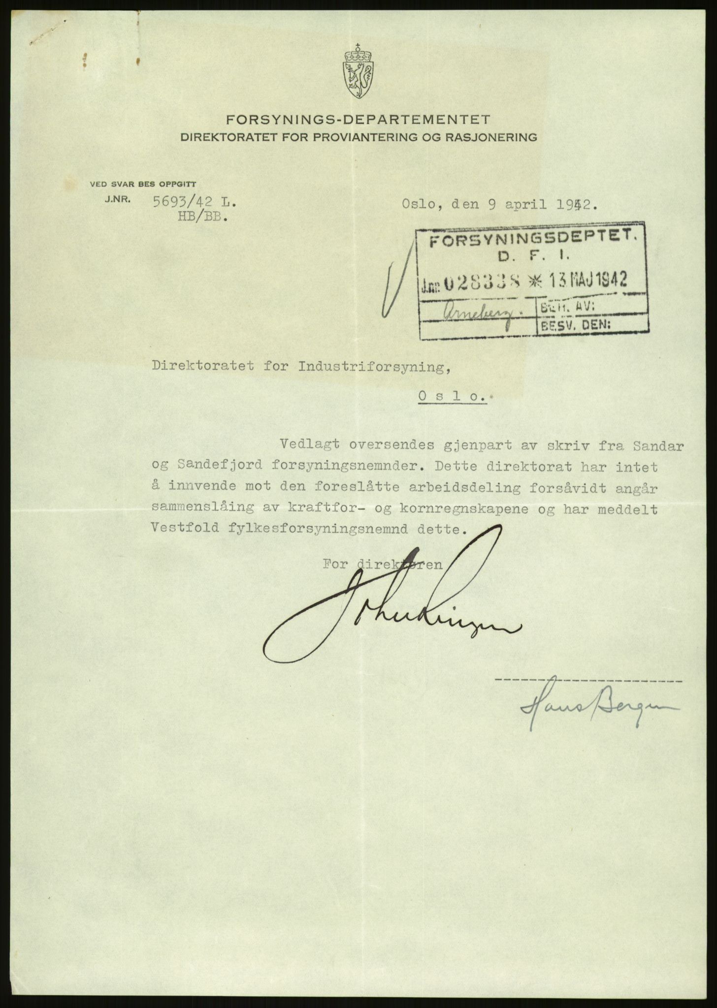 Direktoratet for industriforsyning, Sekretariatet, AV/RA-S-4153/D/Df/L0054: 9. Metallkontoret, 1940-1945, s. 545