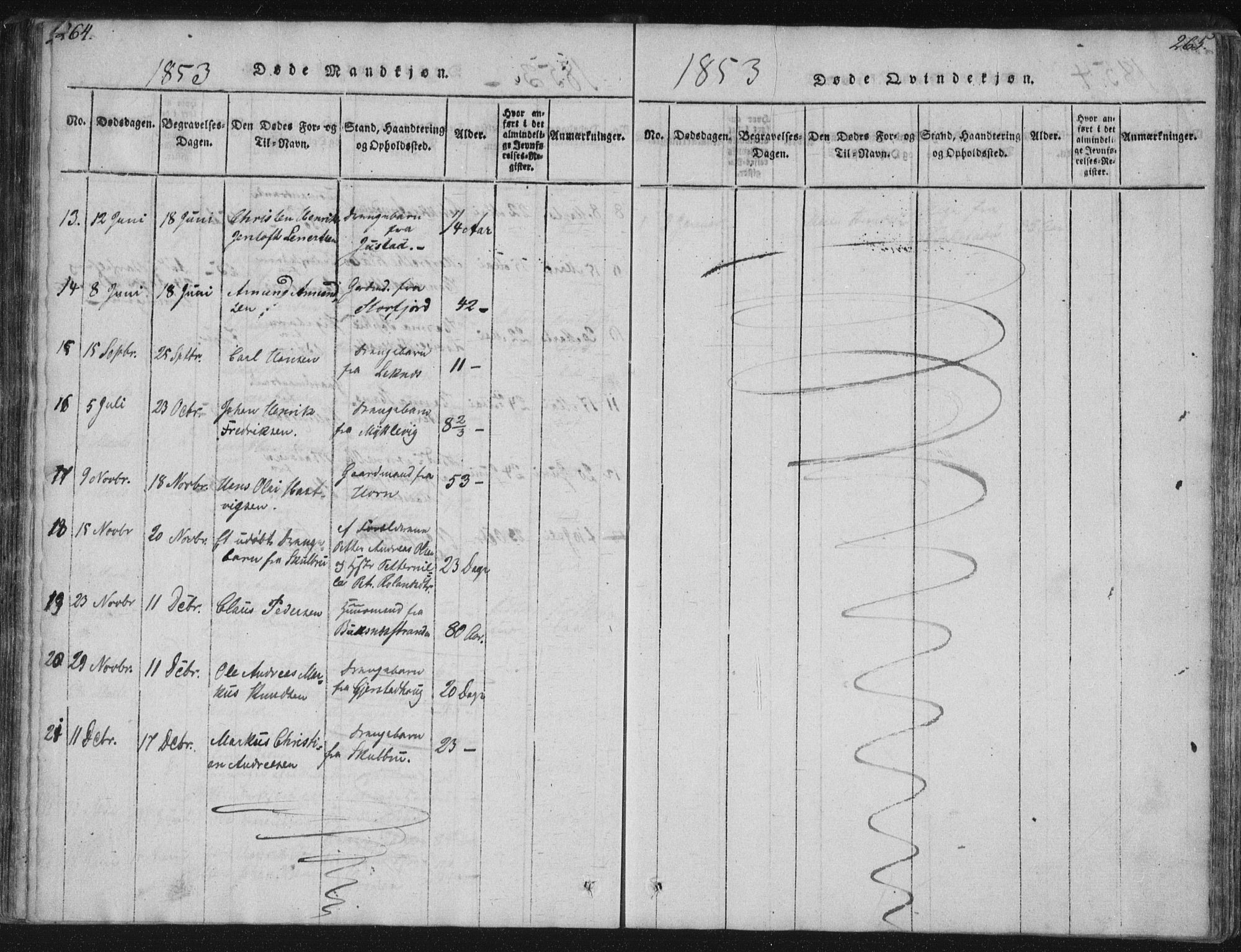 Ministerialprotokoller, klokkerbøker og fødselsregistre - Nordland, SAT/A-1459/881/L1164: Klokkerbok nr. 881C01, 1818-1853, s. 264-265