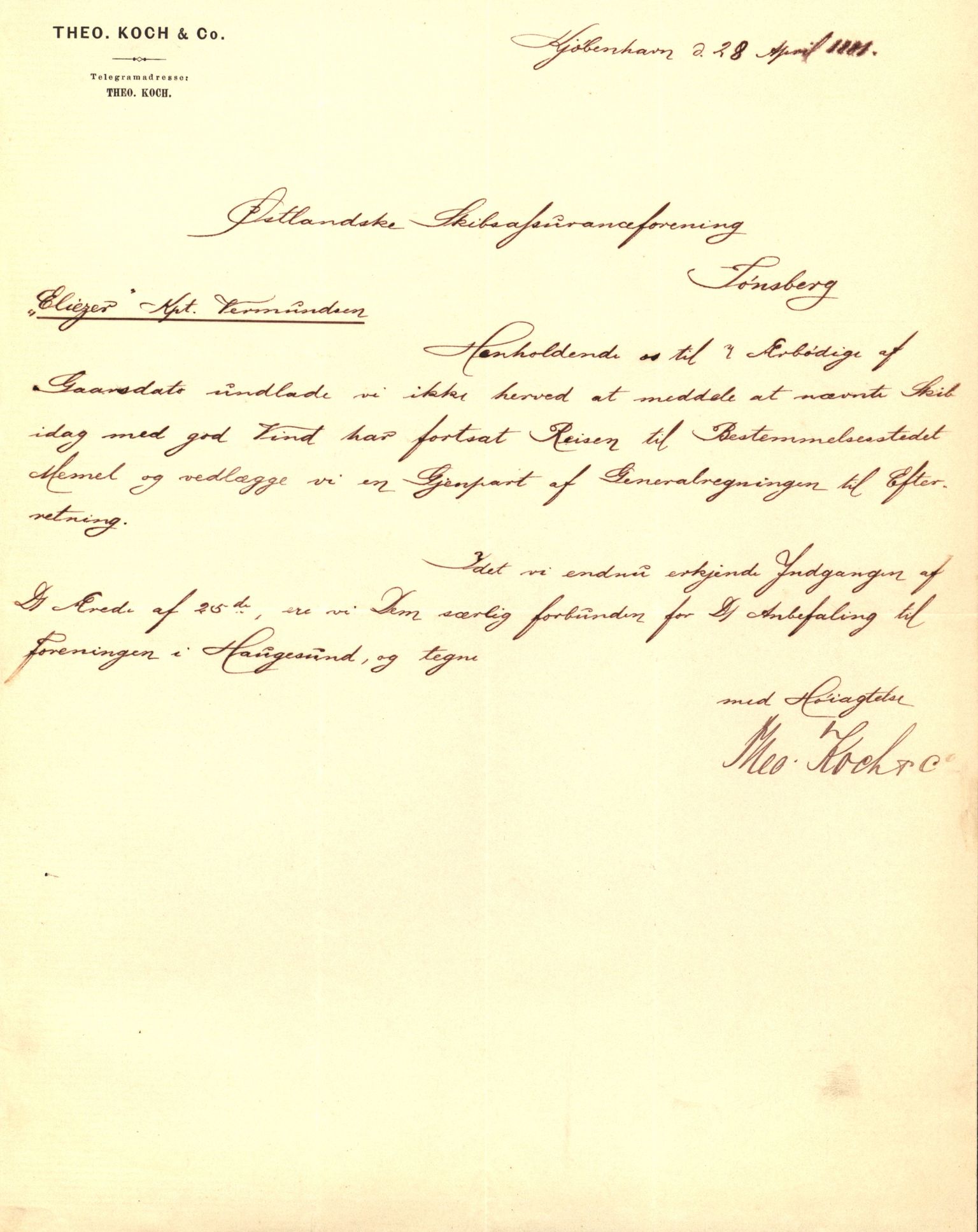 Pa 63 - Østlandske skibsassuranceforening, VEMU/A-1079/G/Ga/L0014/0001: Havaridokumenter / Mette, Margrethe, Eliezer, Dagny, 1881, s. 17