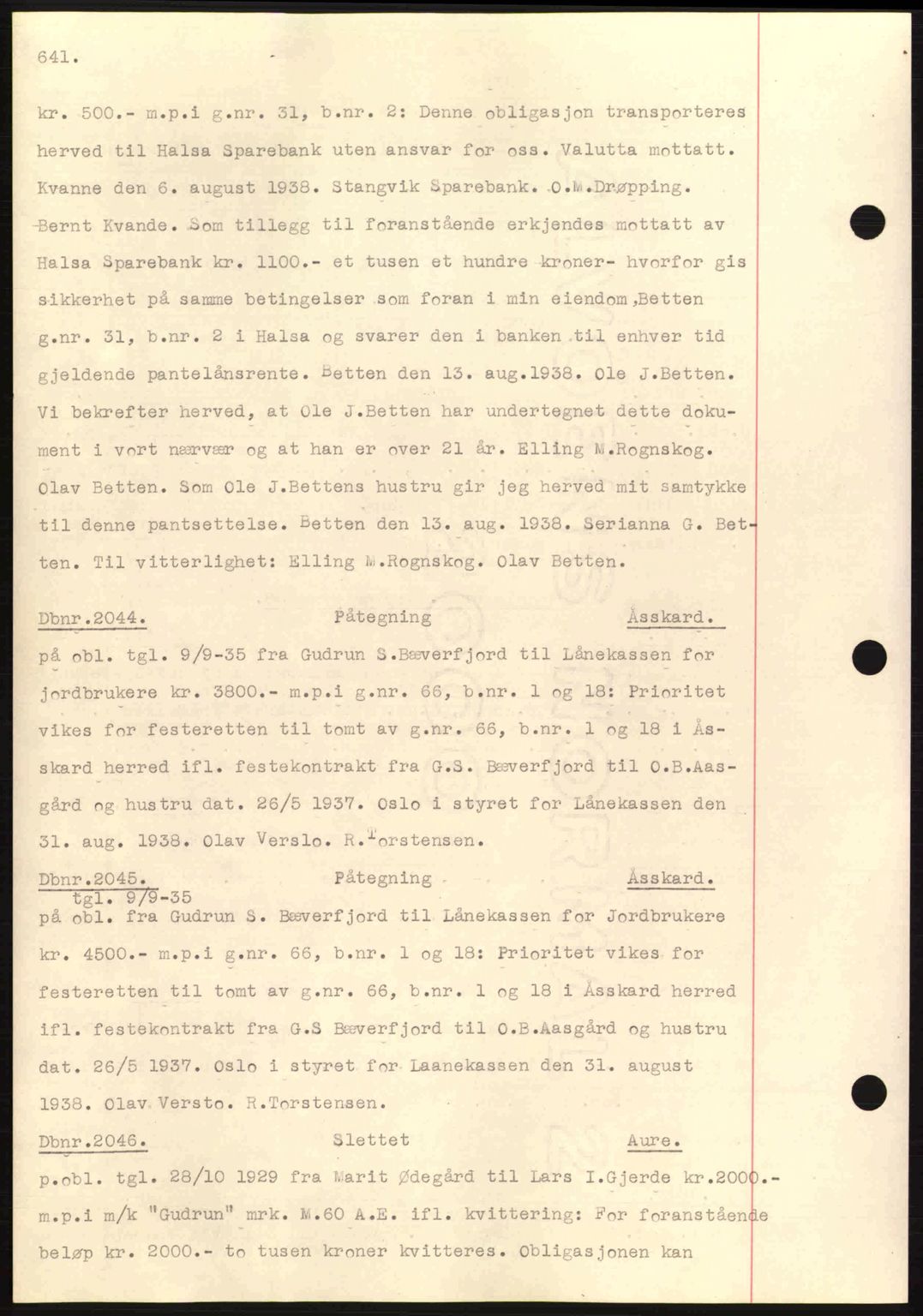 Nordmøre sorenskriveri, SAT/A-4132/1/2/2Ca: Pantebok nr. C80, 1936-1939, Dagboknr: 2044/1938