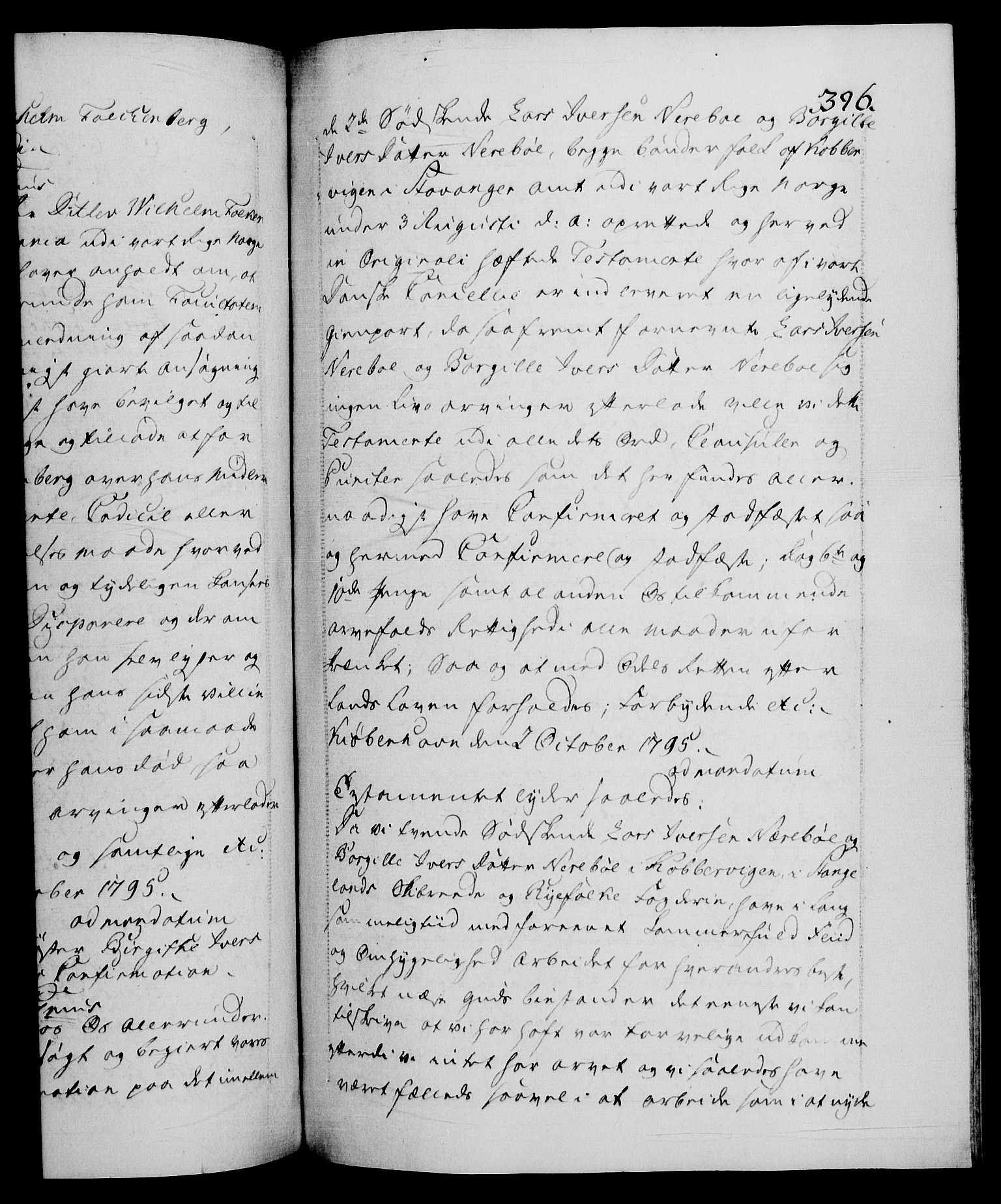 Danske Kanselli 1572-1799, RA/EA-3023/F/Fc/Fca/Fcaa/L0056: Norske registre, 1795-1796, s. 396a