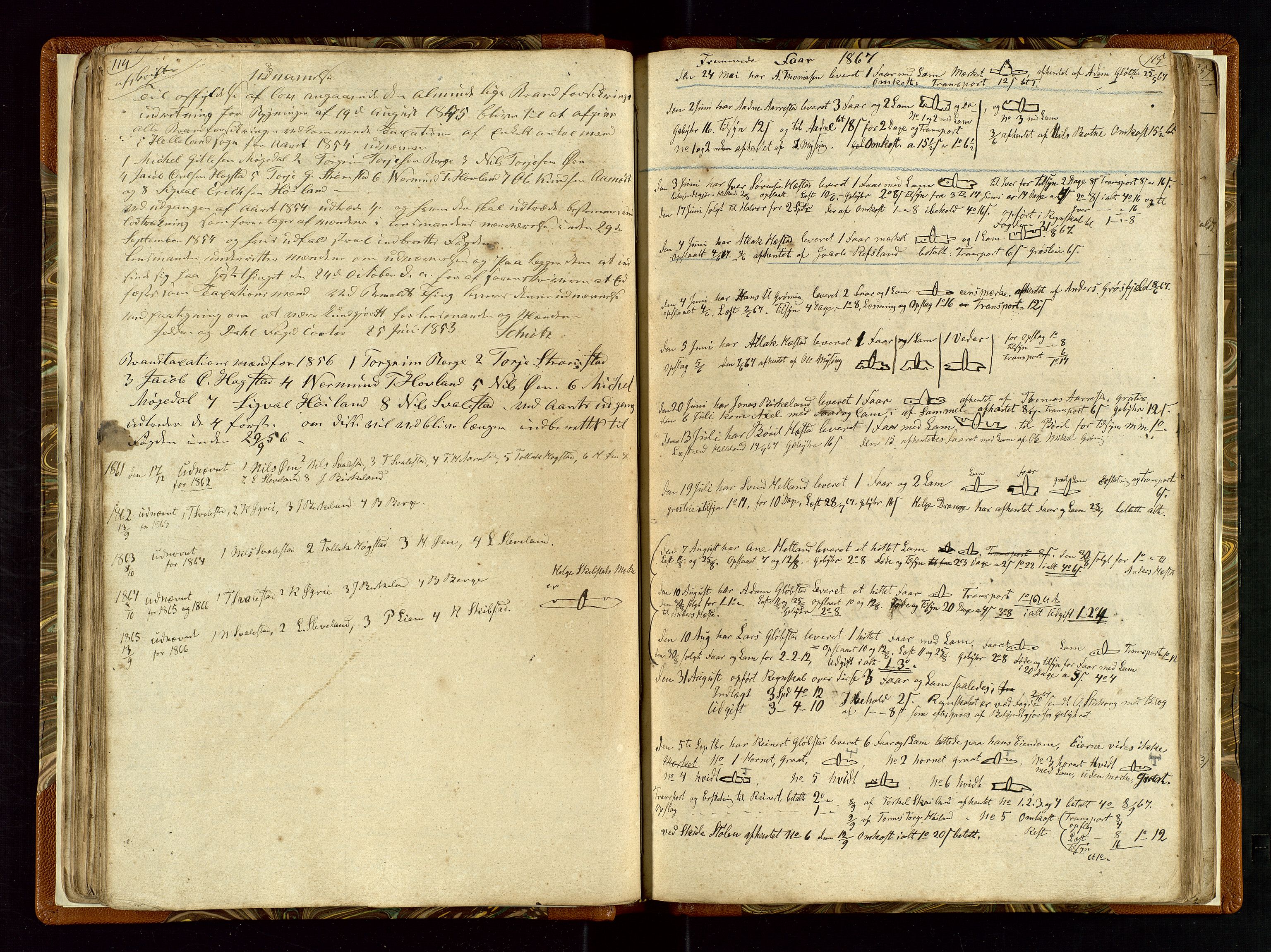 Helleland lensmannskontor, AV/SAST-A-100209/Ya/L0003: Diverseprotokoll, 1842-1960, s. 114-115