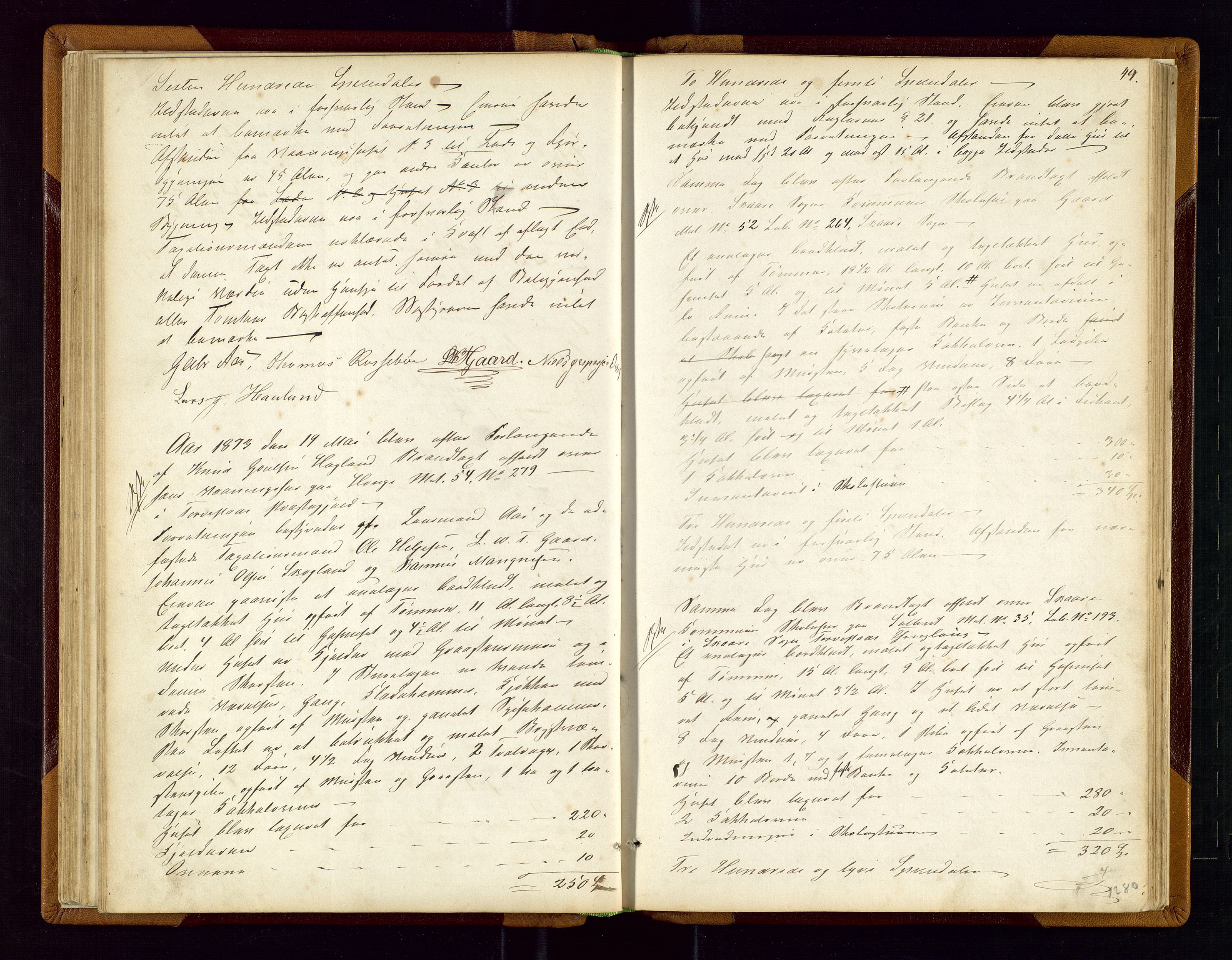 Torvestad lensmannskontor, AV/SAST-A-100307/1/Goa/L0001: "Brandtaxationsprotokol for Torvestad Thinglag", 1867-1883, s. 48b-49a