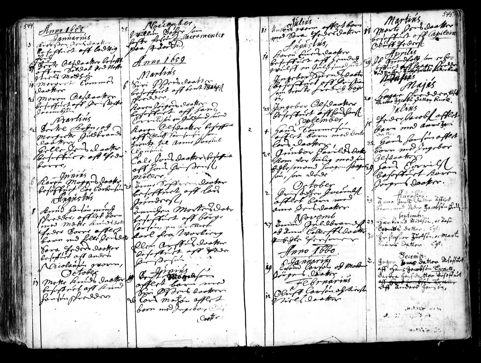 Oslo domkirke Kirkebøker, SAO/A-10752/F/Fa/L0001: Ministerialbok nr. 1, 1648-1704, s. 544-545