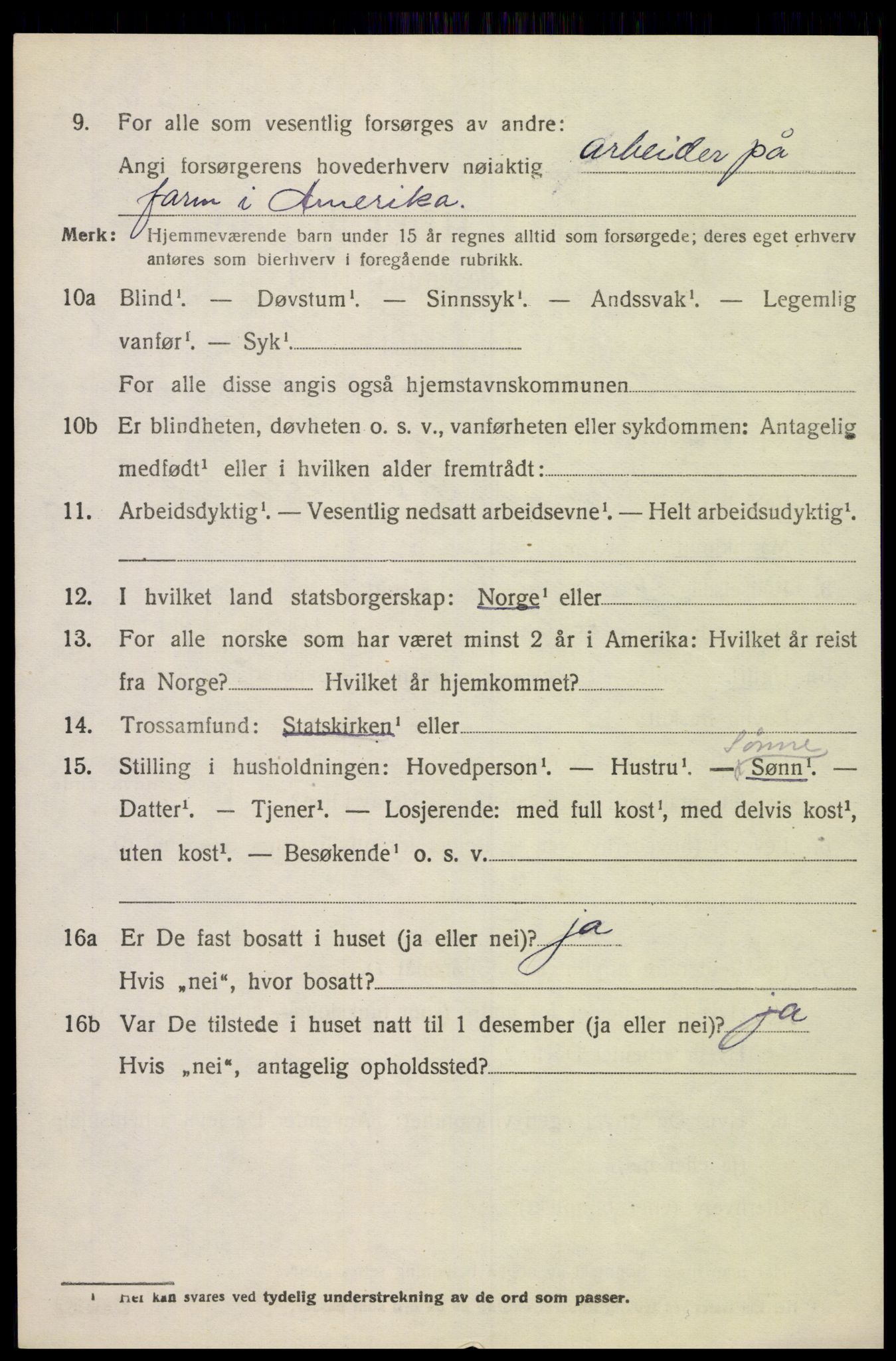 SAK, Folketelling 1920 for 1029 Sør-Audnedal herred, 1920, s. 7136