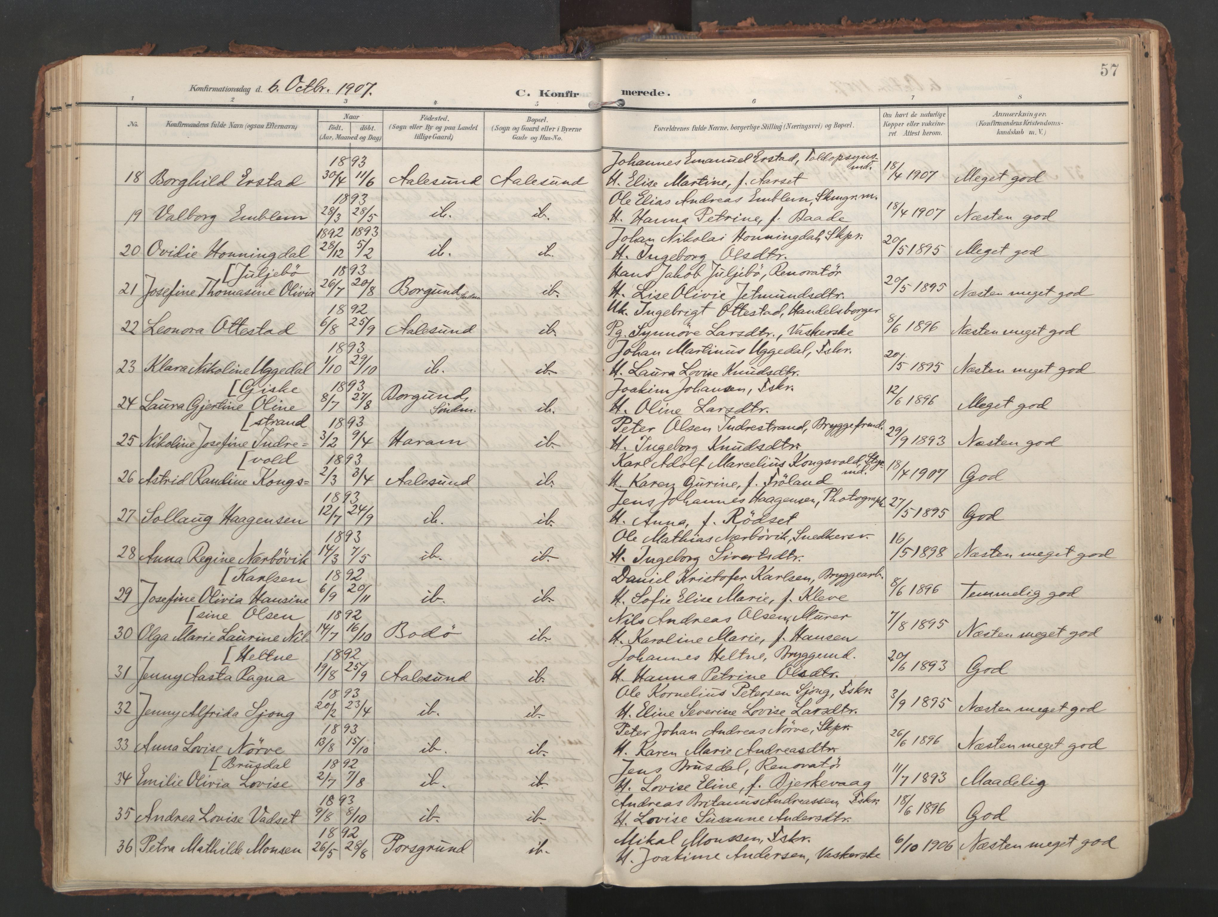 Ministerialprotokoller, klokkerbøker og fødselsregistre - Møre og Romsdal, SAT/A-1454/529/L0459: Ministerialbok nr. 529A09, 1904-1917, s. 57