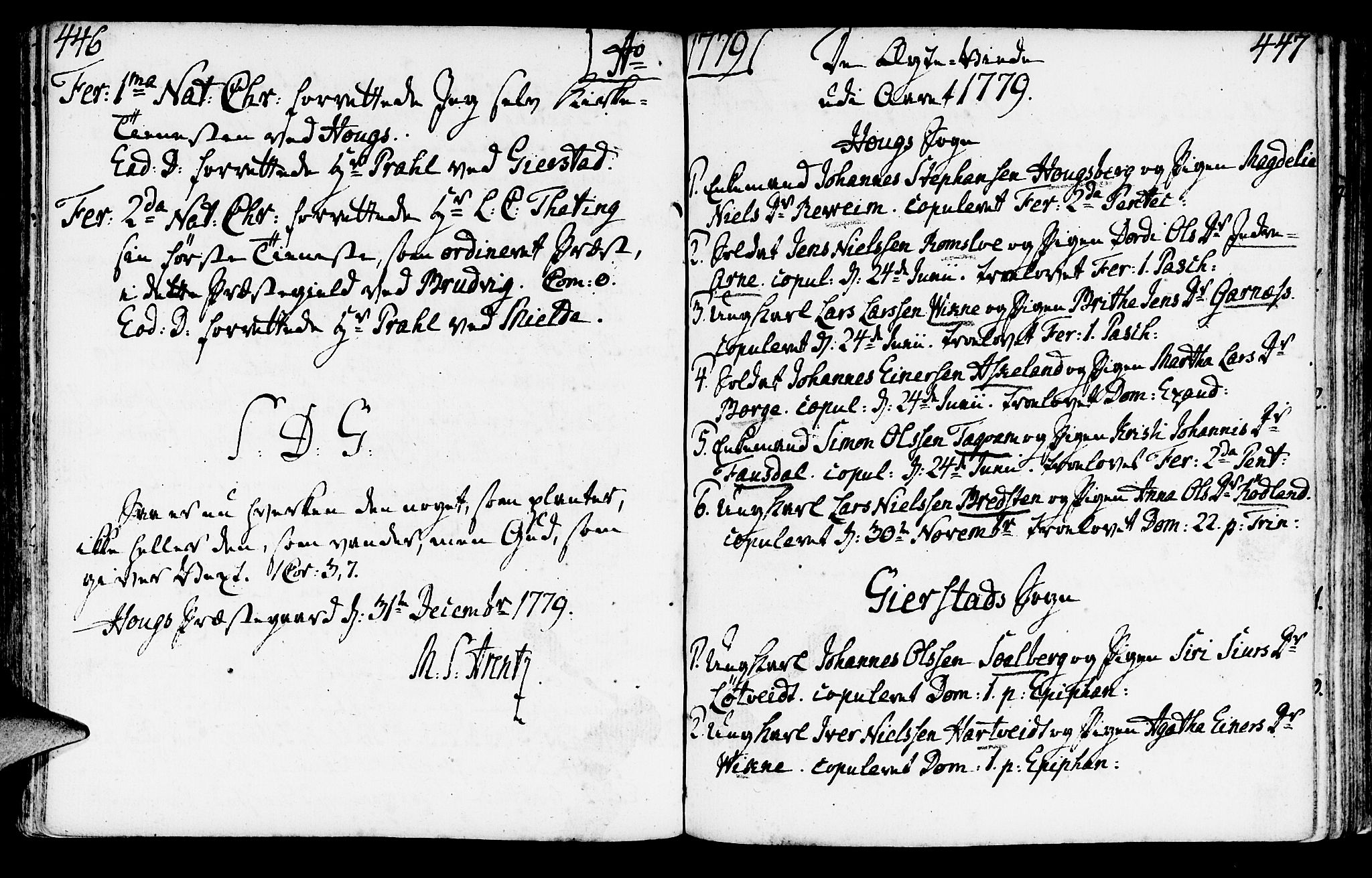 Haus sokneprestembete, SAB/A-75601/H/Haa: Ministerialbok nr. A 9, 1767-1781, s. 446-447