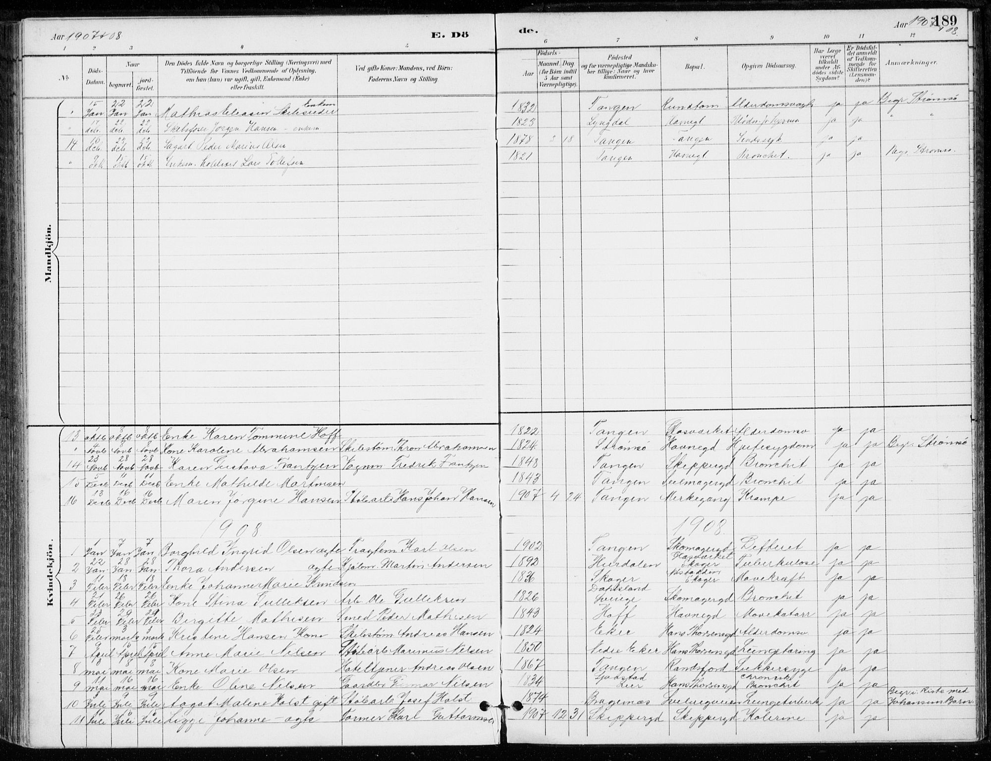 Strømsø kirkebøker, AV/SAKO-A-246/F/Fb/L0007: Ministerialbok nr. II 7, 1887-1928, s. 189