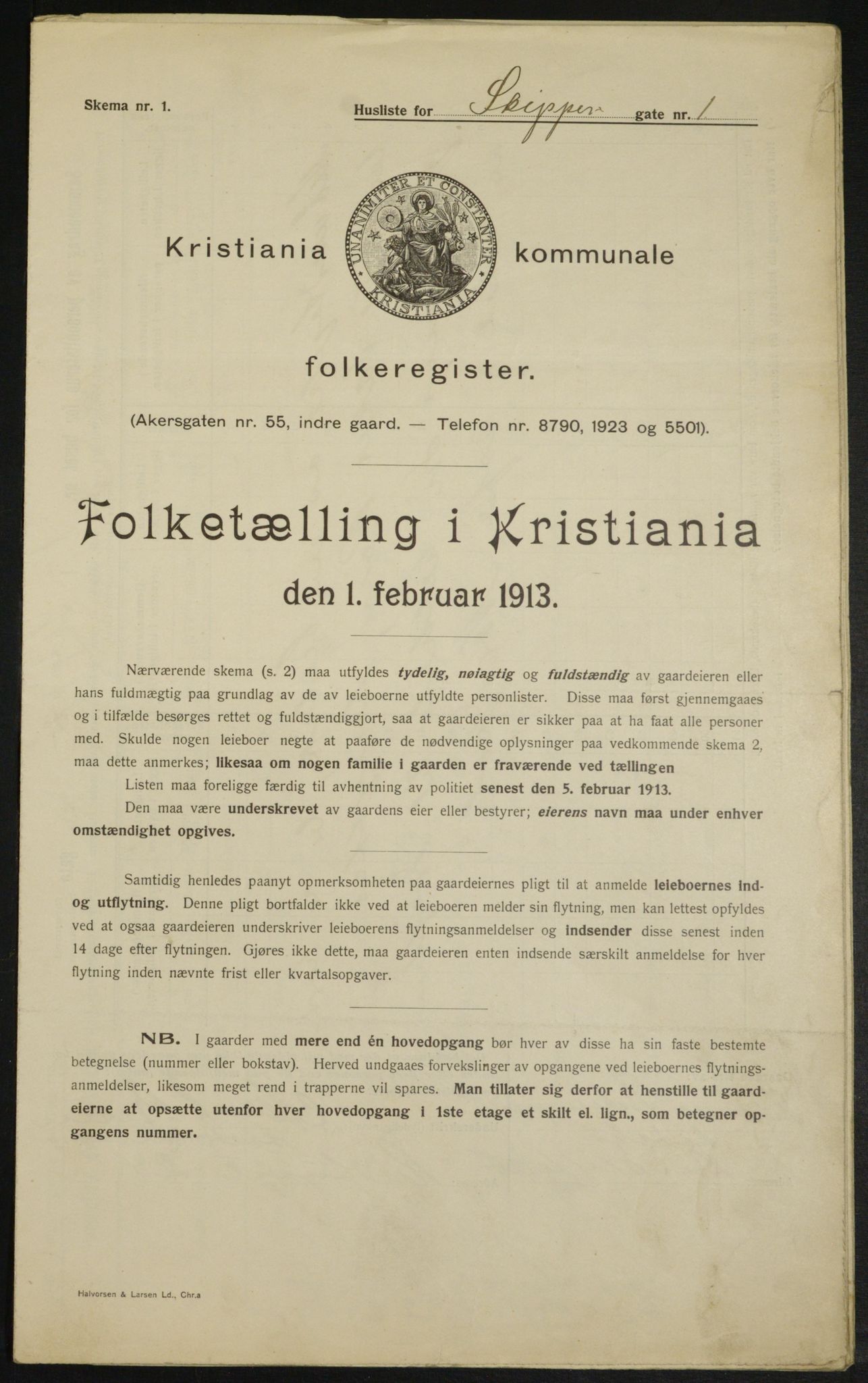 OBA, Kommunal folketelling 1.2.1913 for Kristiania, 1913, s. 95477