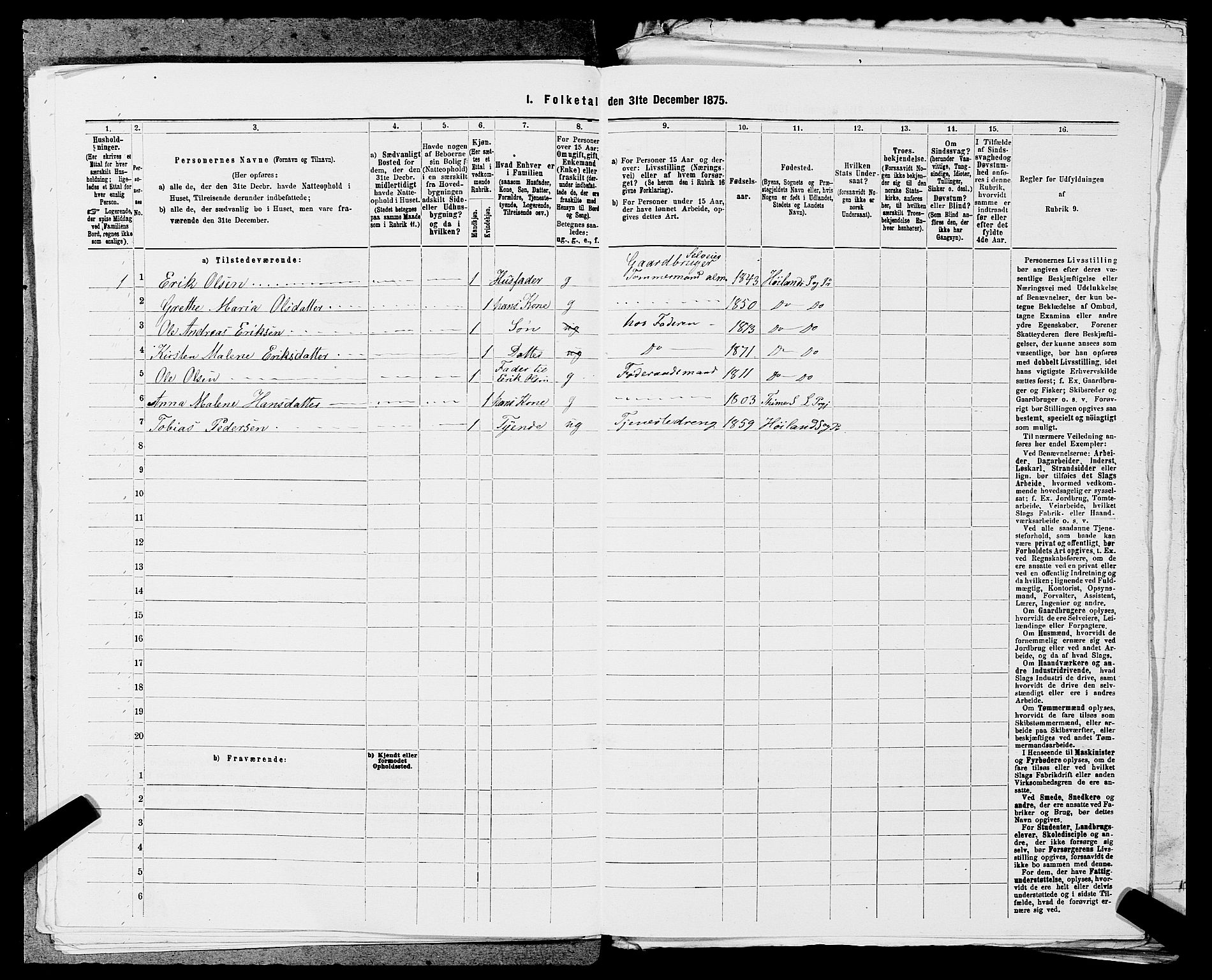 SAST, Folketelling 1875 for 1123L Høyland prestegjeld, Høyland sokn, 1875, s. 1053