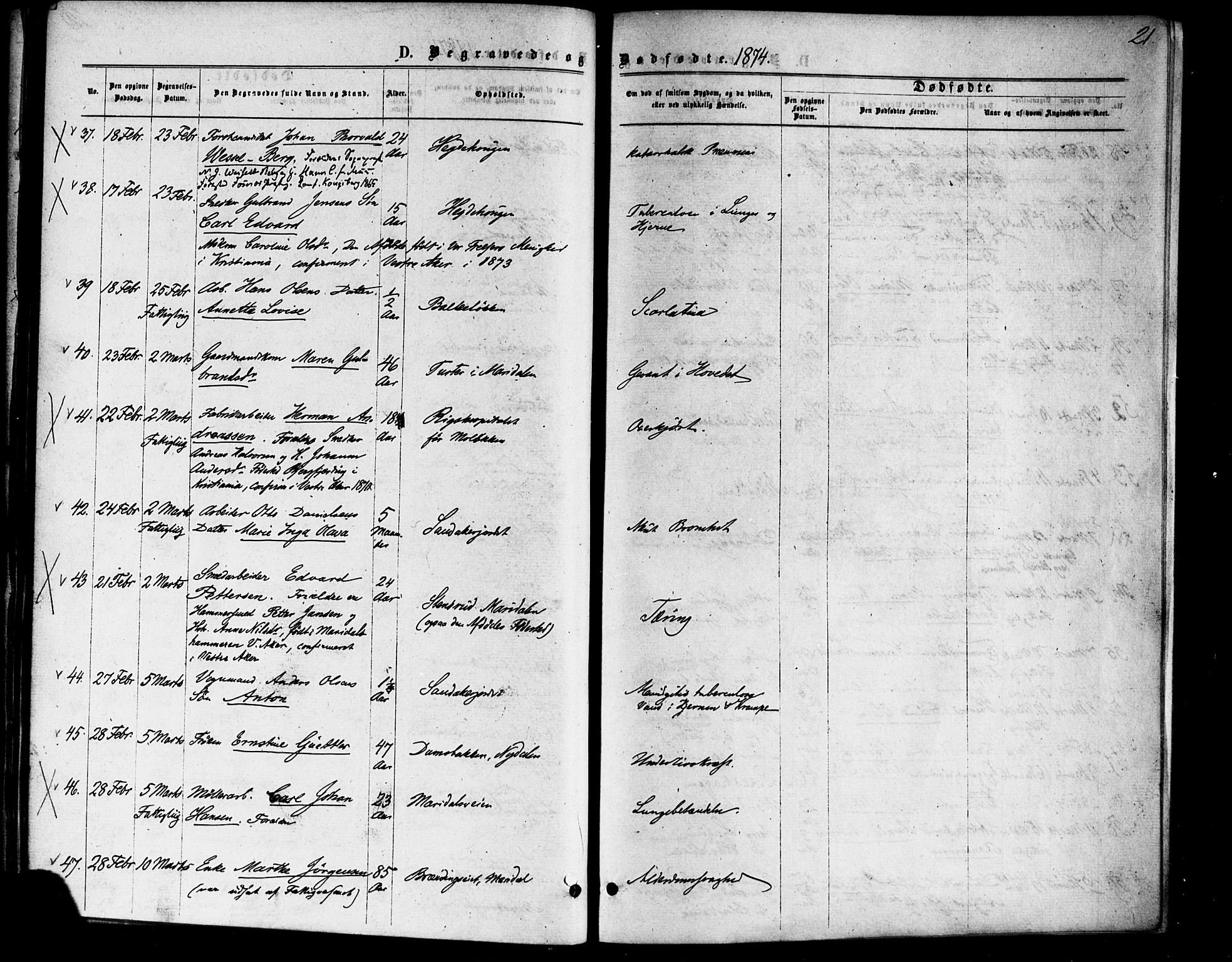 Vestre Aker prestekontor Kirkebøker, AV/SAO-A-10025/F/Fa/L0006: Ministerialbok nr. 6, 1873-1886, s. 21