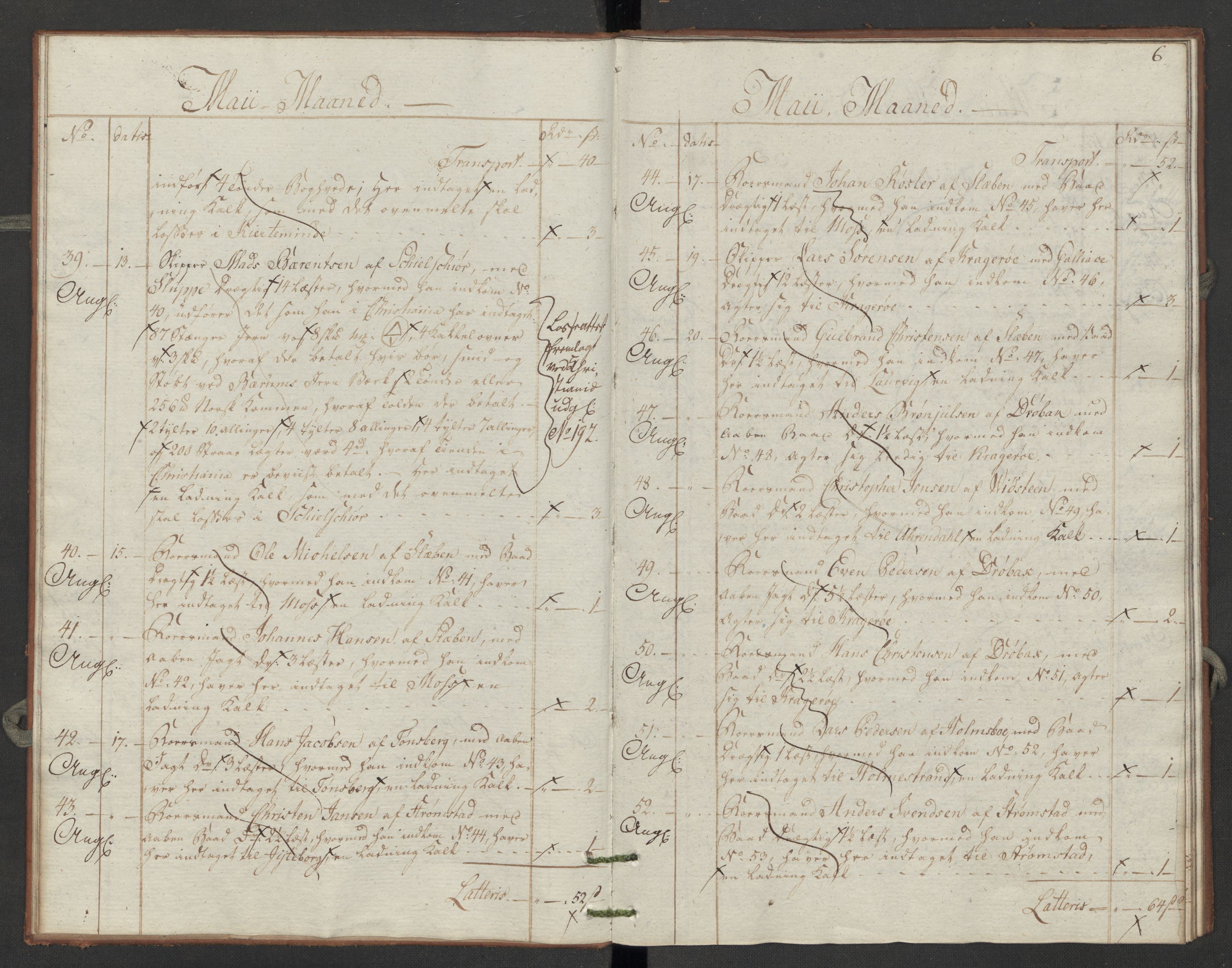 Generaltollkammeret, tollregnskaper, AV/RA-EA-5490/R06/L0196/0002: Tollregnskaper Kristiania / Utgående tollbok Slependen, 1794, s. 5b-6a