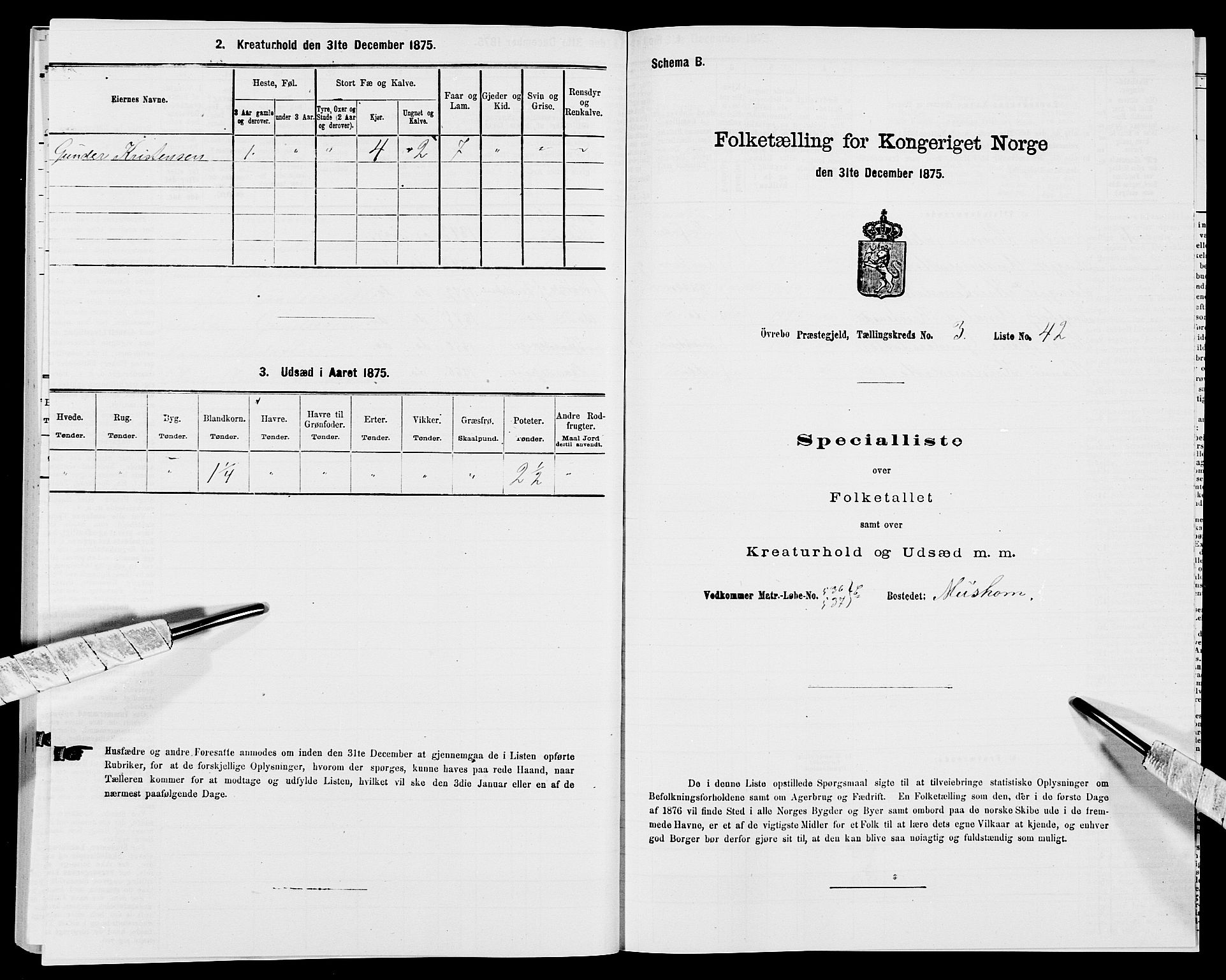 SAK, Folketelling 1875 for 1016P Øvrebø prestegjeld, 1875, s. 356