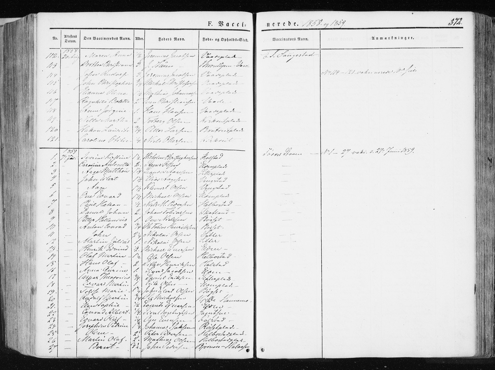 Ministerialprotokoller, klokkerbøker og fødselsregistre - Nord-Trøndelag, AV/SAT-A-1458/741/L0393: Ministerialbok nr. 741A07, 1849-1863, s. 372