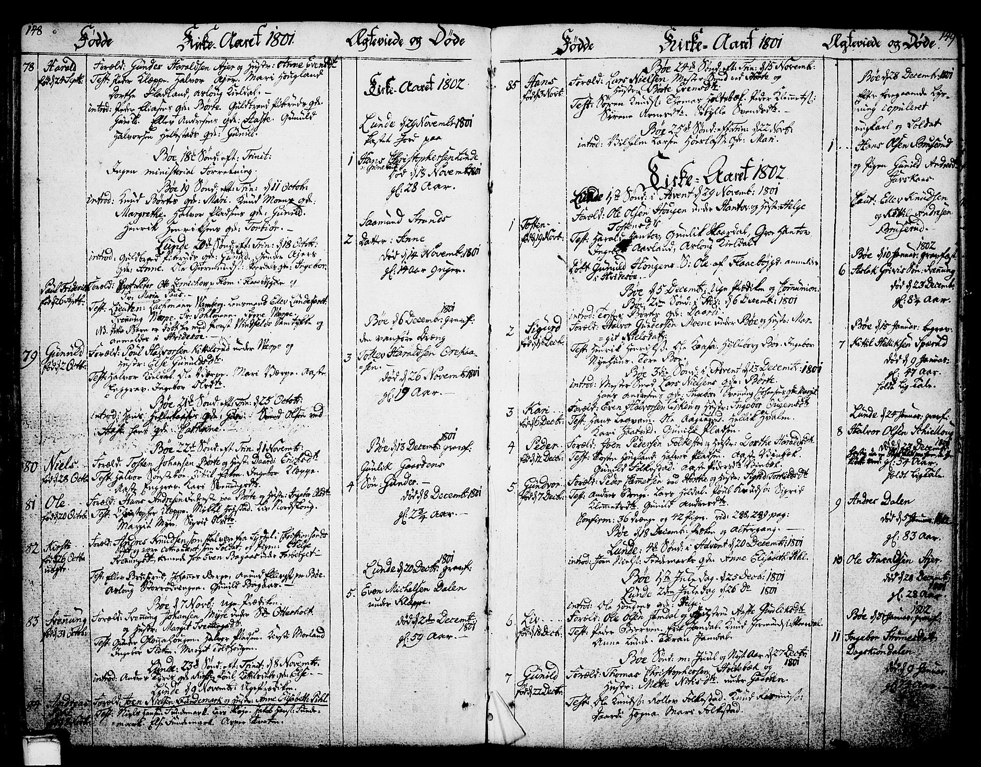 Bø kirkebøker, AV/SAKO-A-257/F/Fa/L0005: Ministerialbok nr. 5, 1785-1815, s. 148-149