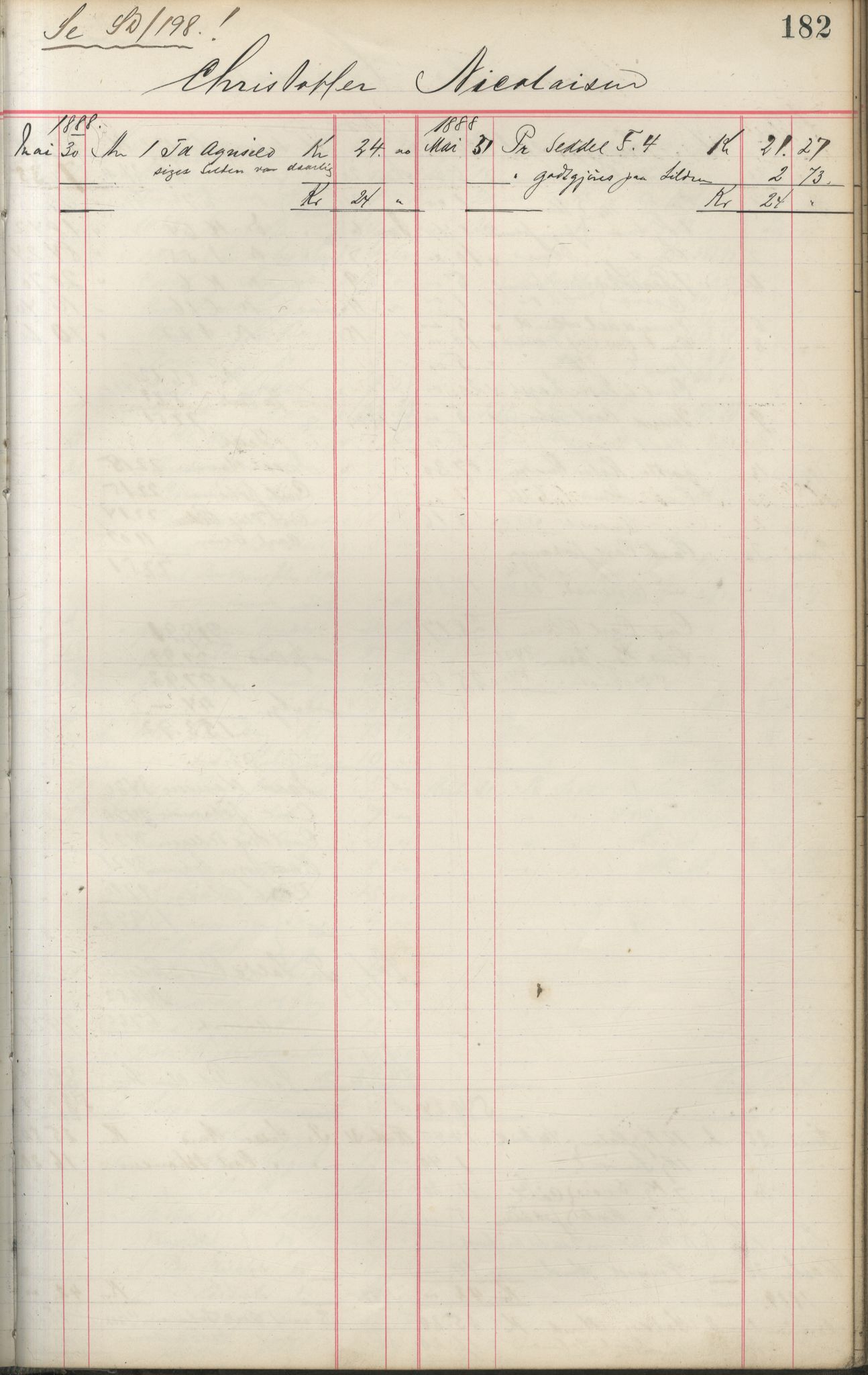 Brodtkorb handel A/S, VAMU/A-0001/F/Fa/L0001/0002: Kompanibøker. Innensogns / Compagnibog for Indensogns Fiskere No 11, 1887-1889, s. 182