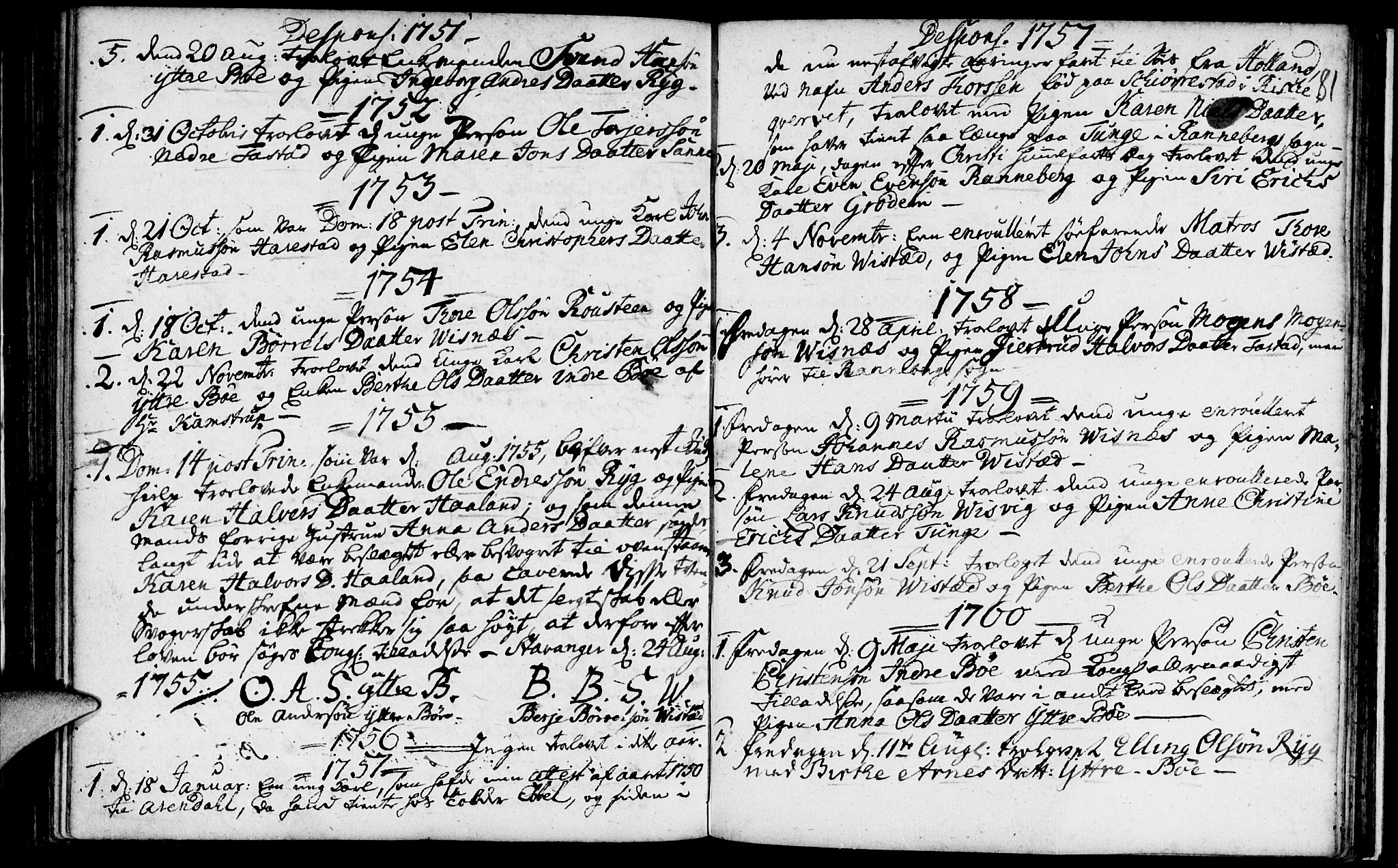 Domkirken sokneprestkontor, SAST/A-101812/001/30/30BA/L0003: Ministerialbok nr. A 3 /2, 1738-1760, s. 81