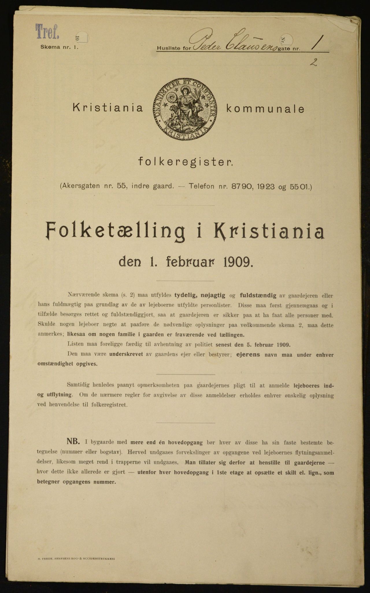 OBA, Kommunal folketelling 1.2.1909 for Kristiania kjøpstad, 1909, s. 71325