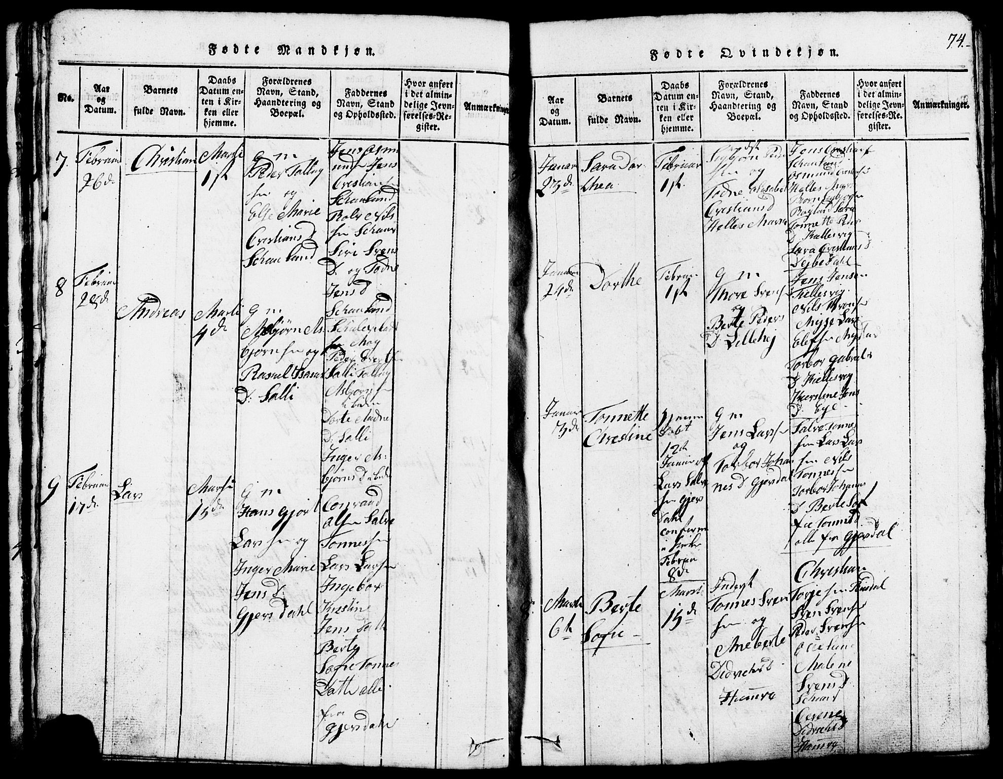 Lund sokneprestkontor, AV/SAST-A-101809/S07/L0002: Klokkerbok nr. B 2, 1816-1832, s. 74