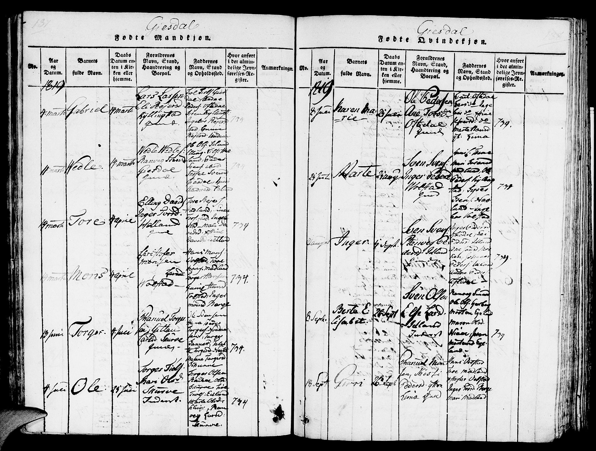Lye sokneprestkontor, AV/SAST-A-101794/001/30/30BA/L0003: Ministerialbok nr. A 3 /2, 1816-1826, s. 137-138