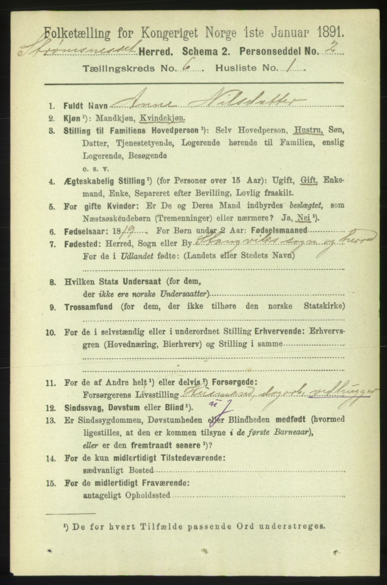 RA, Folketelling 1891 for 1559 Straumsnes herred, 1891, s. 1195