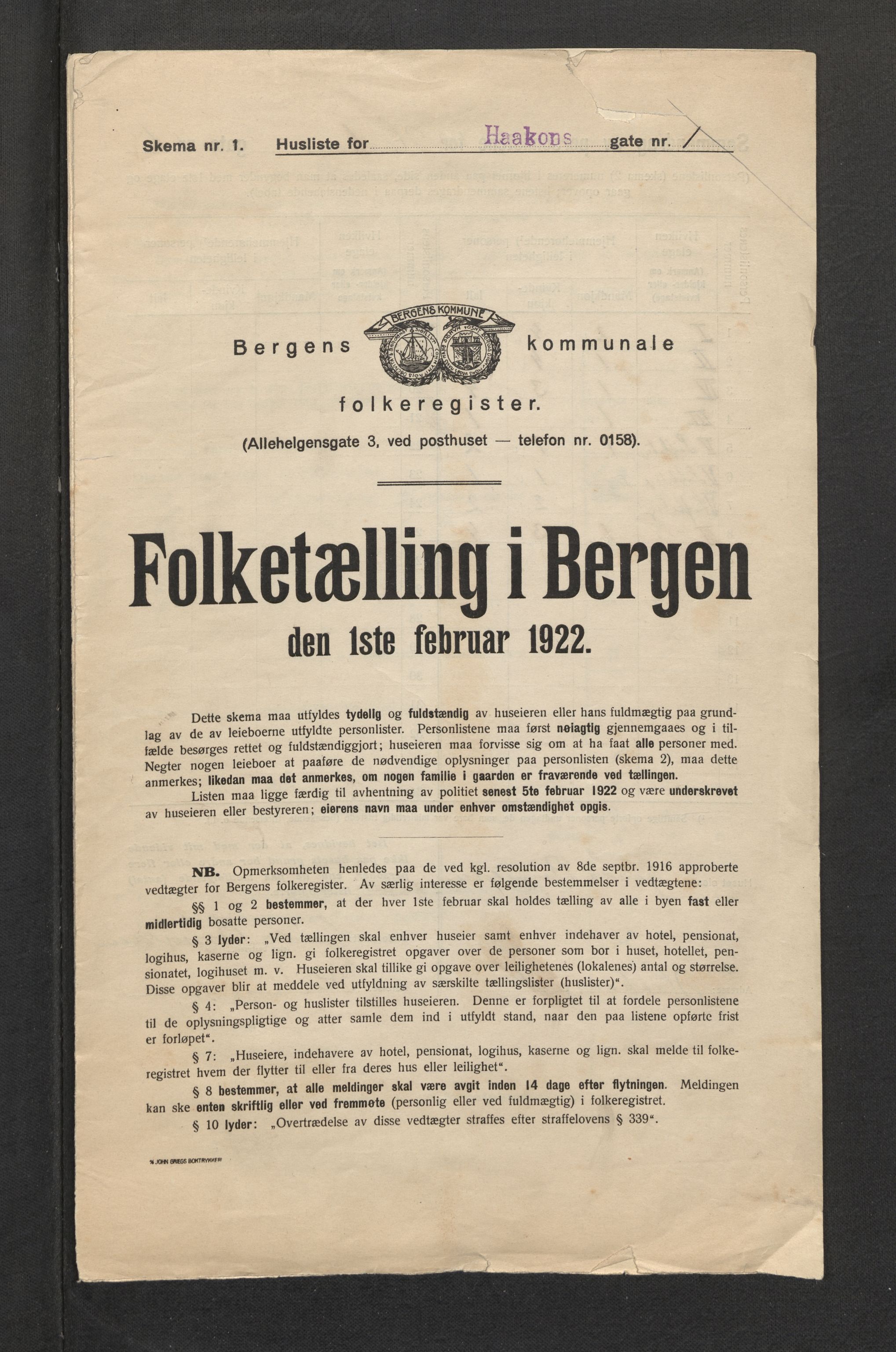 SAB, Kommunal folketelling 1922 for Bergen kjøpstad, 1922, s. 11660