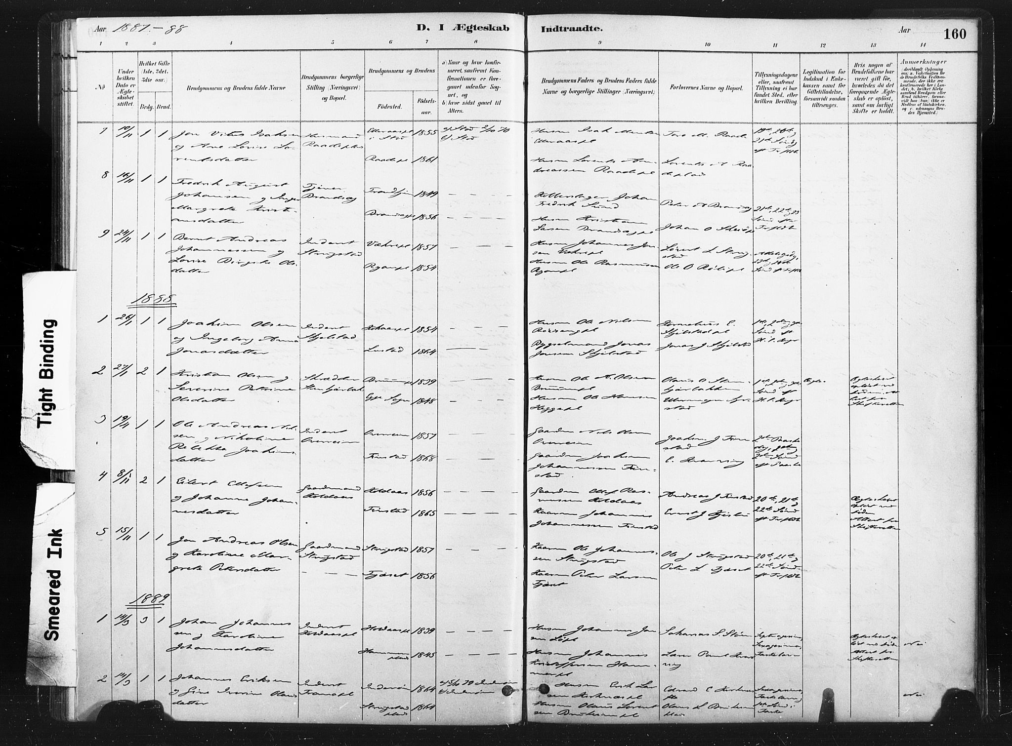 Ministerialprotokoller, klokkerbøker og fødselsregistre - Nord-Trøndelag, SAT/A-1458/736/L0361: Ministerialbok nr. 736A01, 1884-1906, s. 160