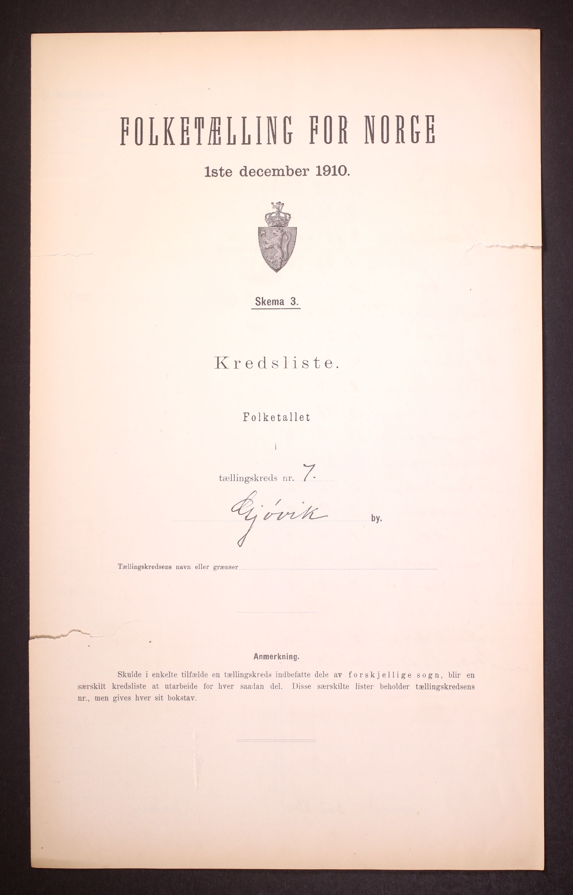 RA, Folketelling 1910 for 0502 Gjøvik kjøpstad, 1910, s. 22